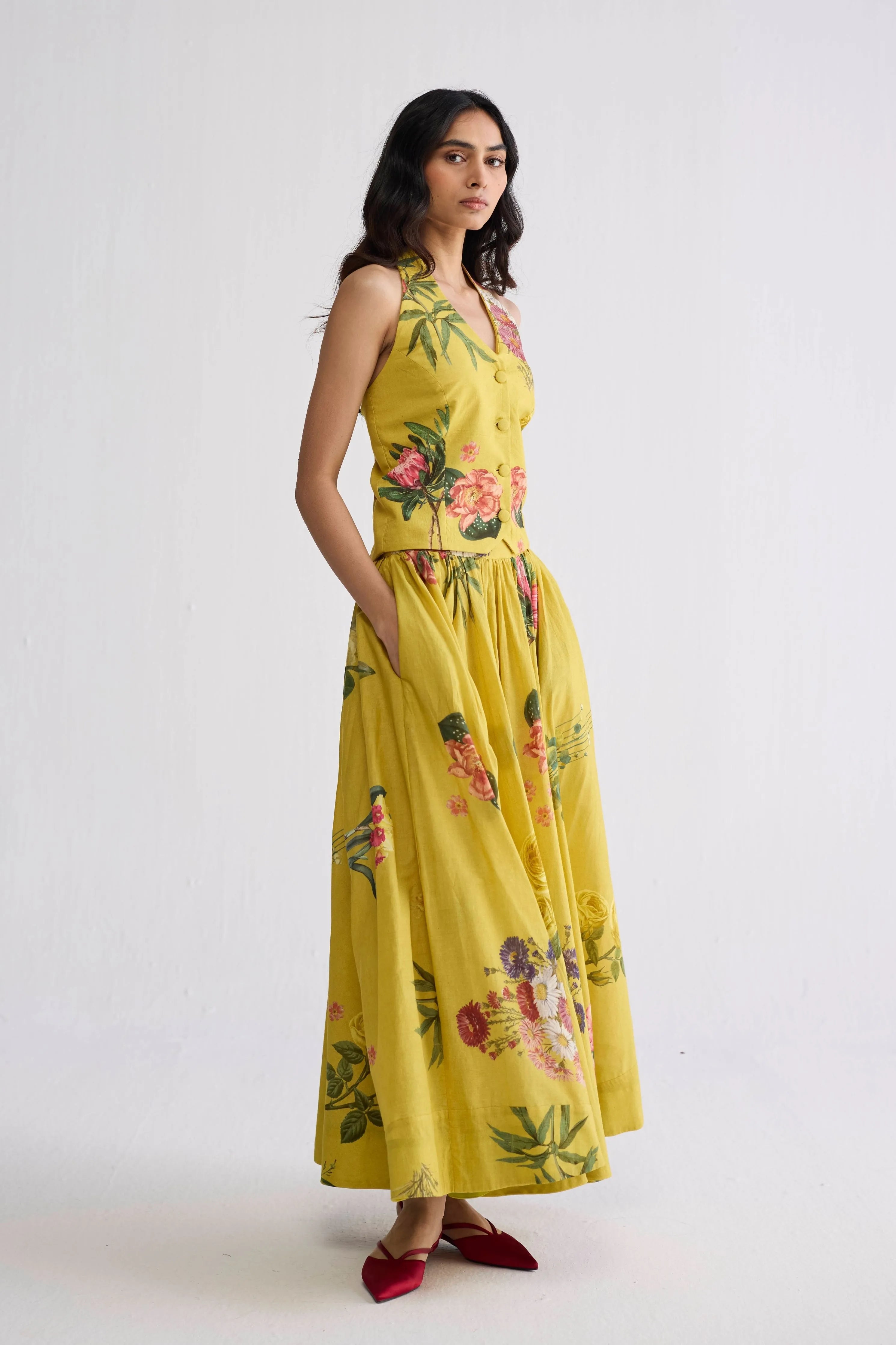 Romy Halterneck Waistcoat & Skirt Set