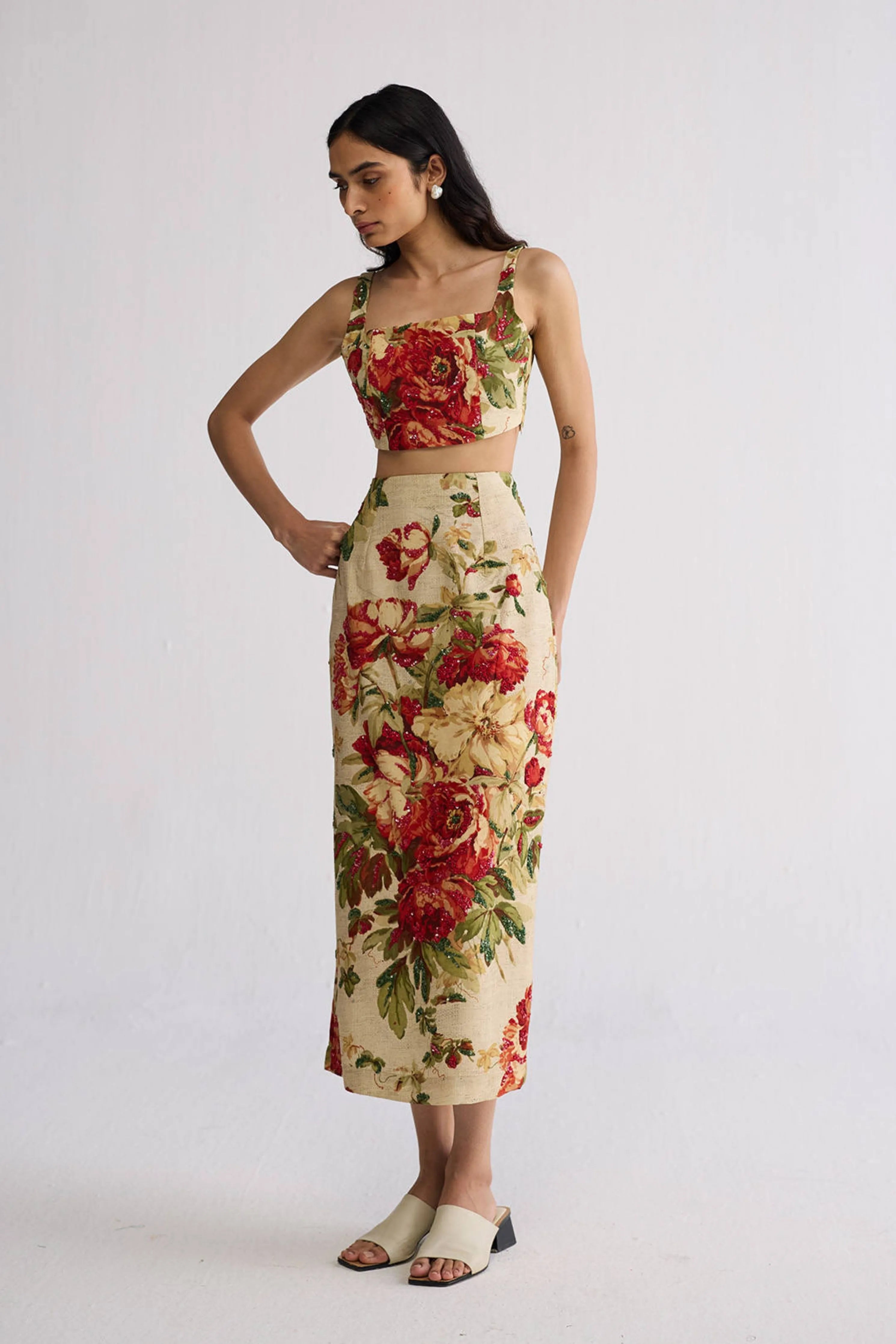 Sama Embroidered Top & Skirt Set