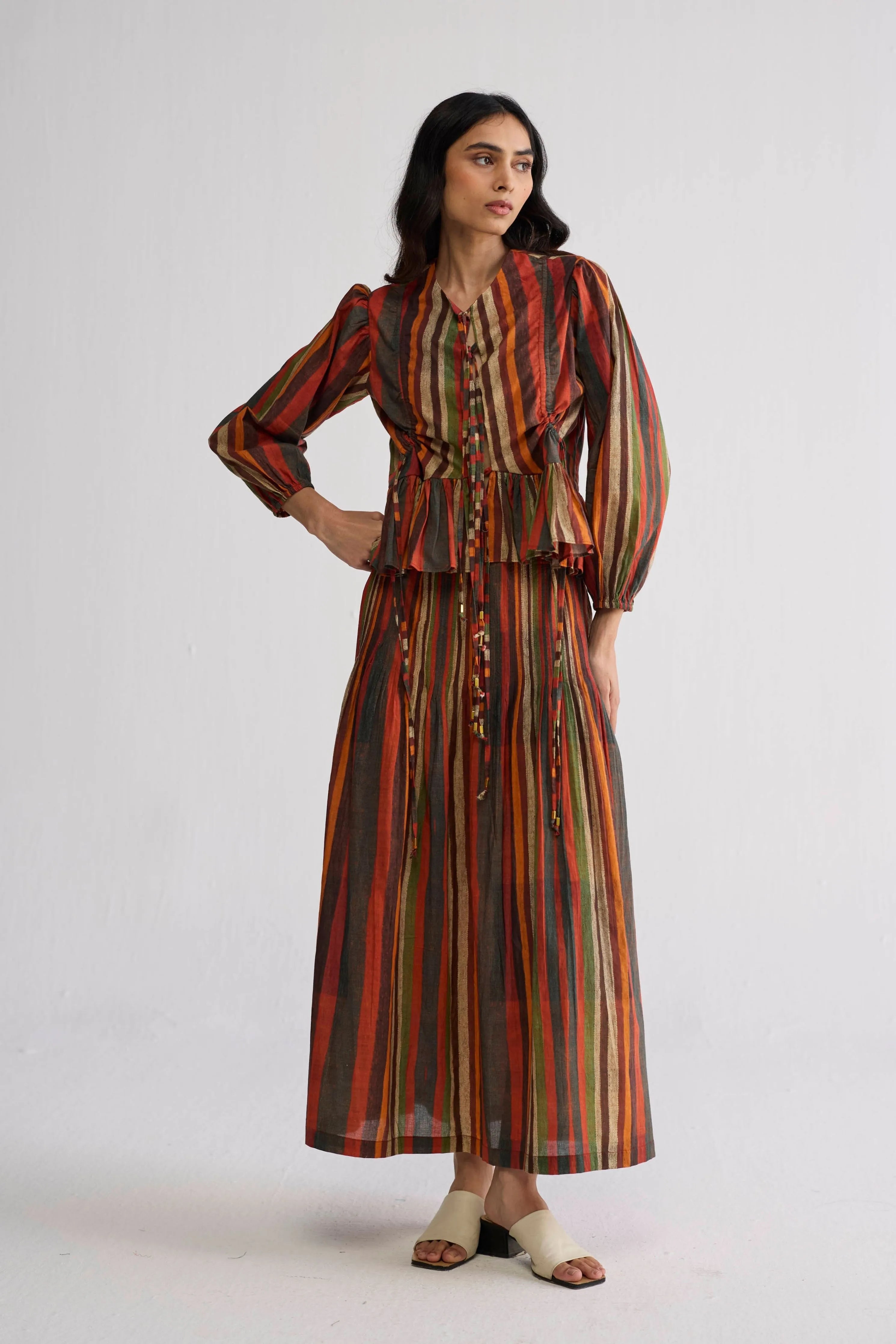 Jilian Top & Pintucks Skirt Set
