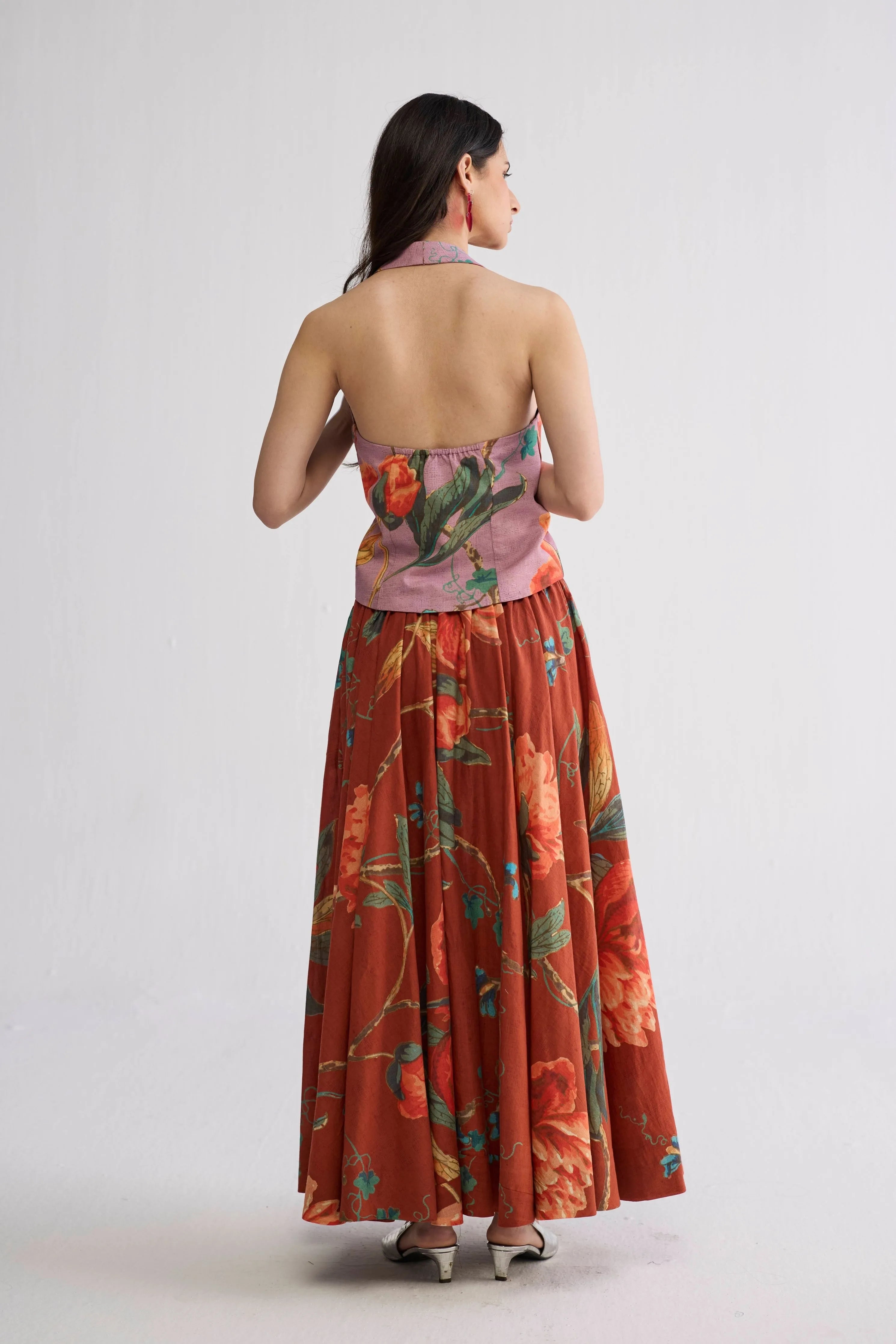 Vine & Berry Halterneck Waistcoat & Skirt Set