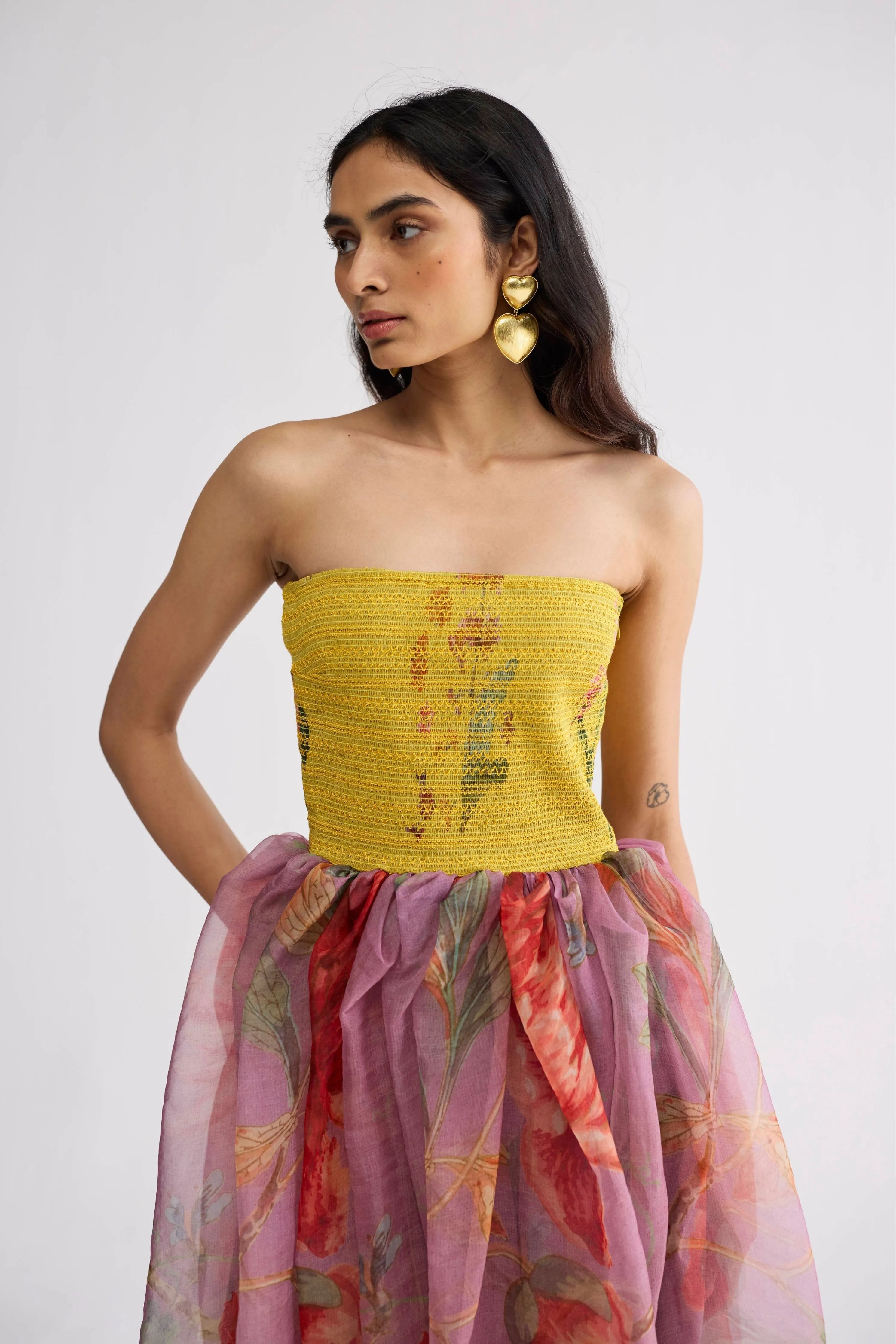 Berry Smocked Organza Dress