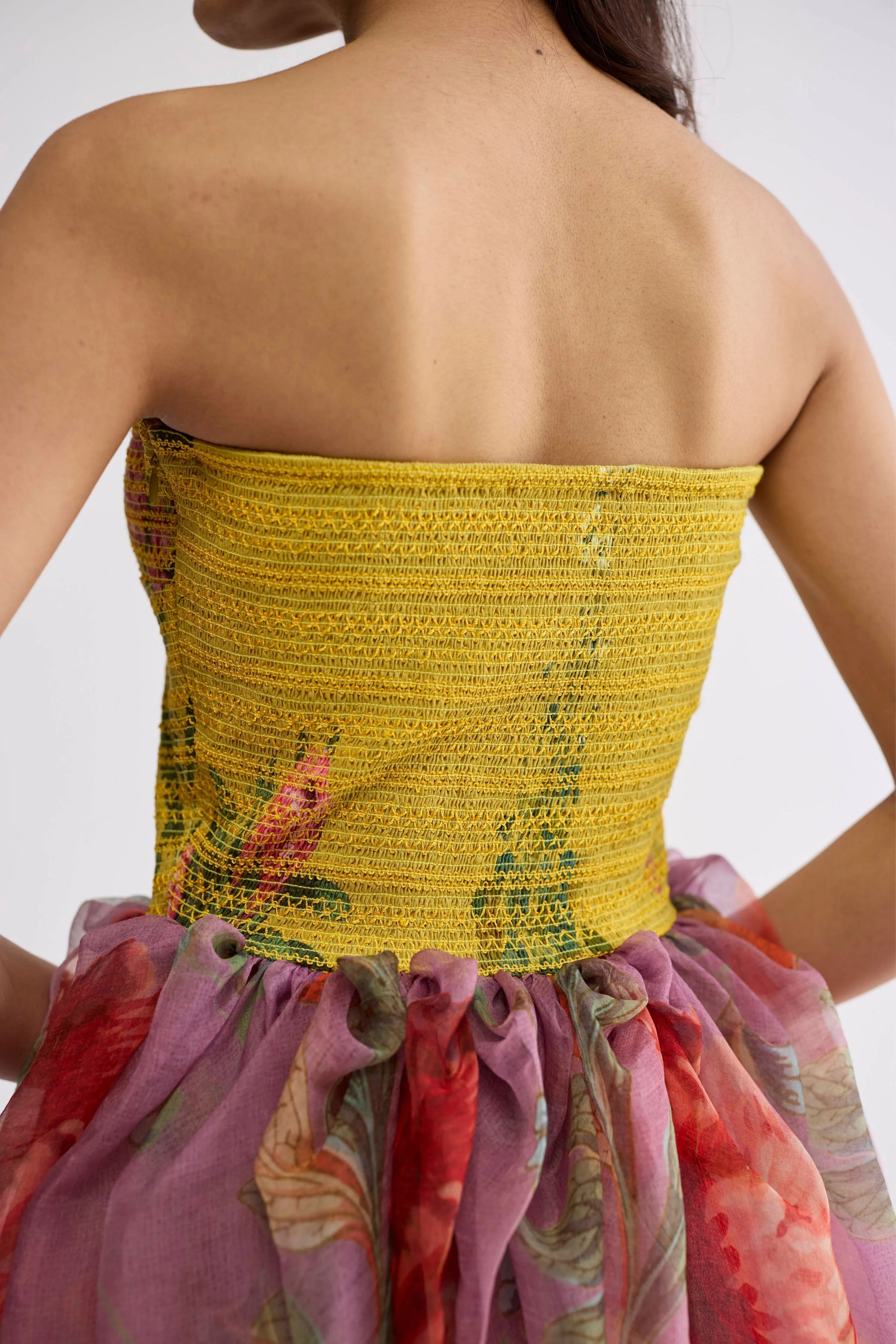 Berry Smocked Organza Dress