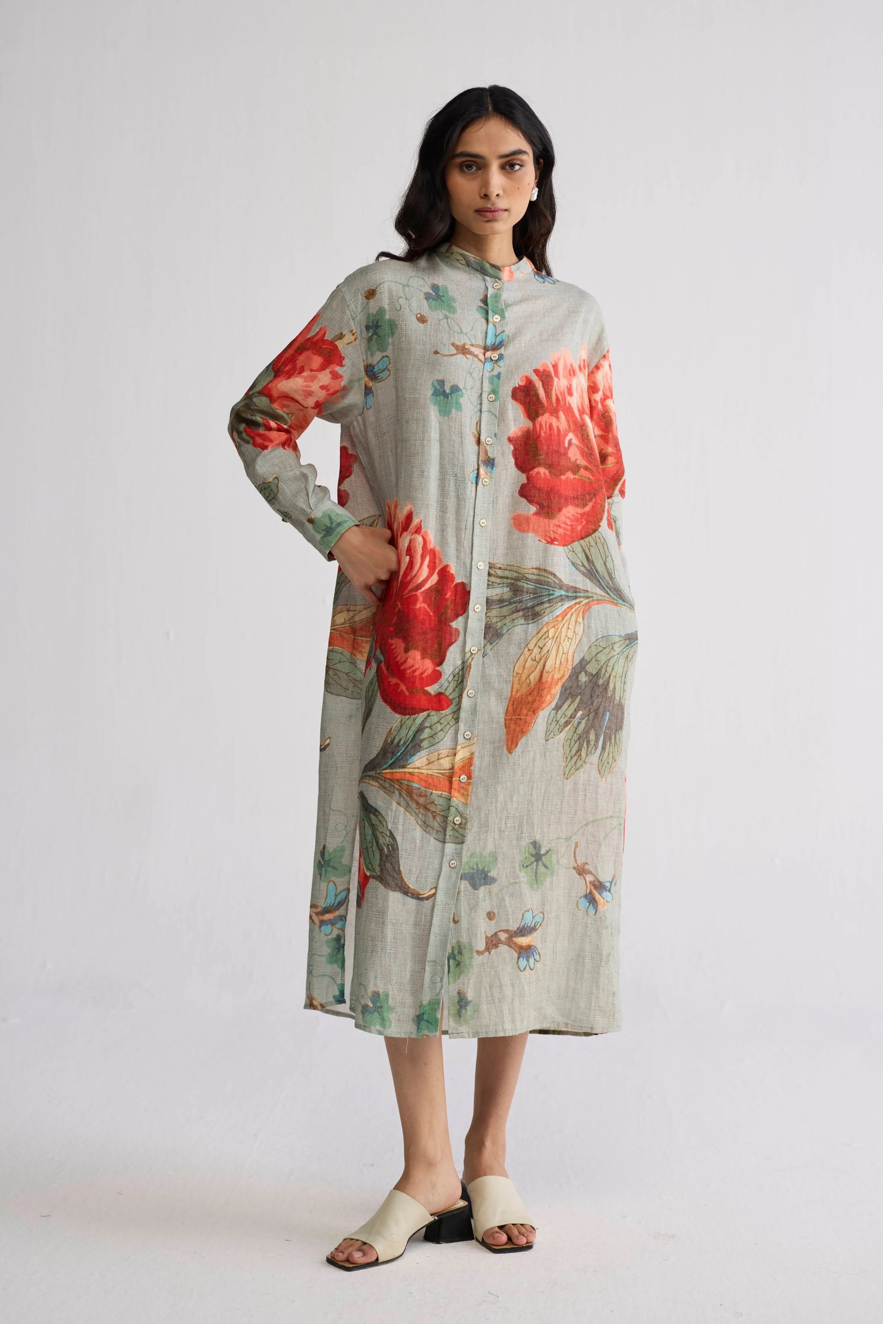 Cabbage Linen Shirt Dress