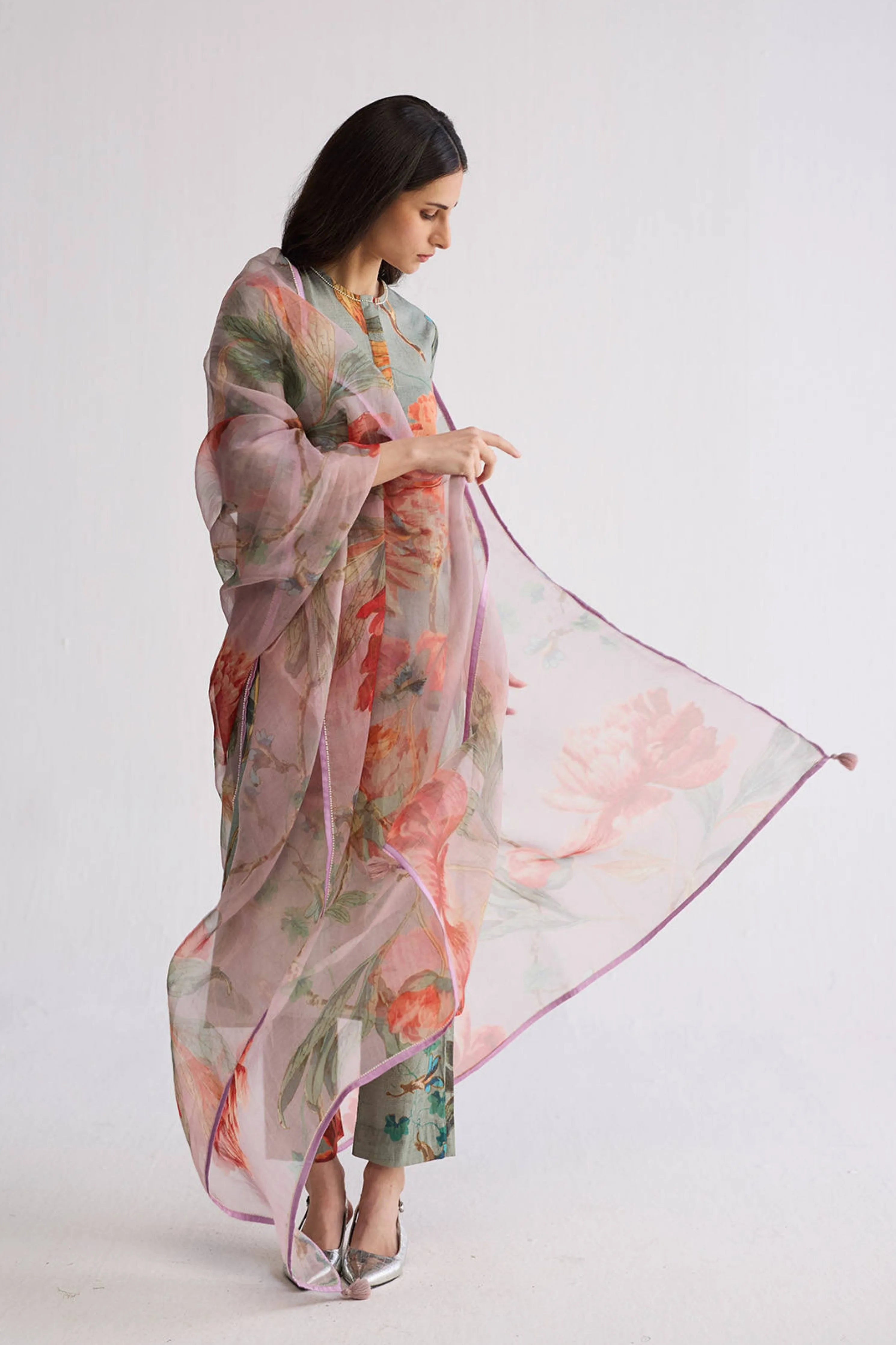 Berry Organza Dupatta