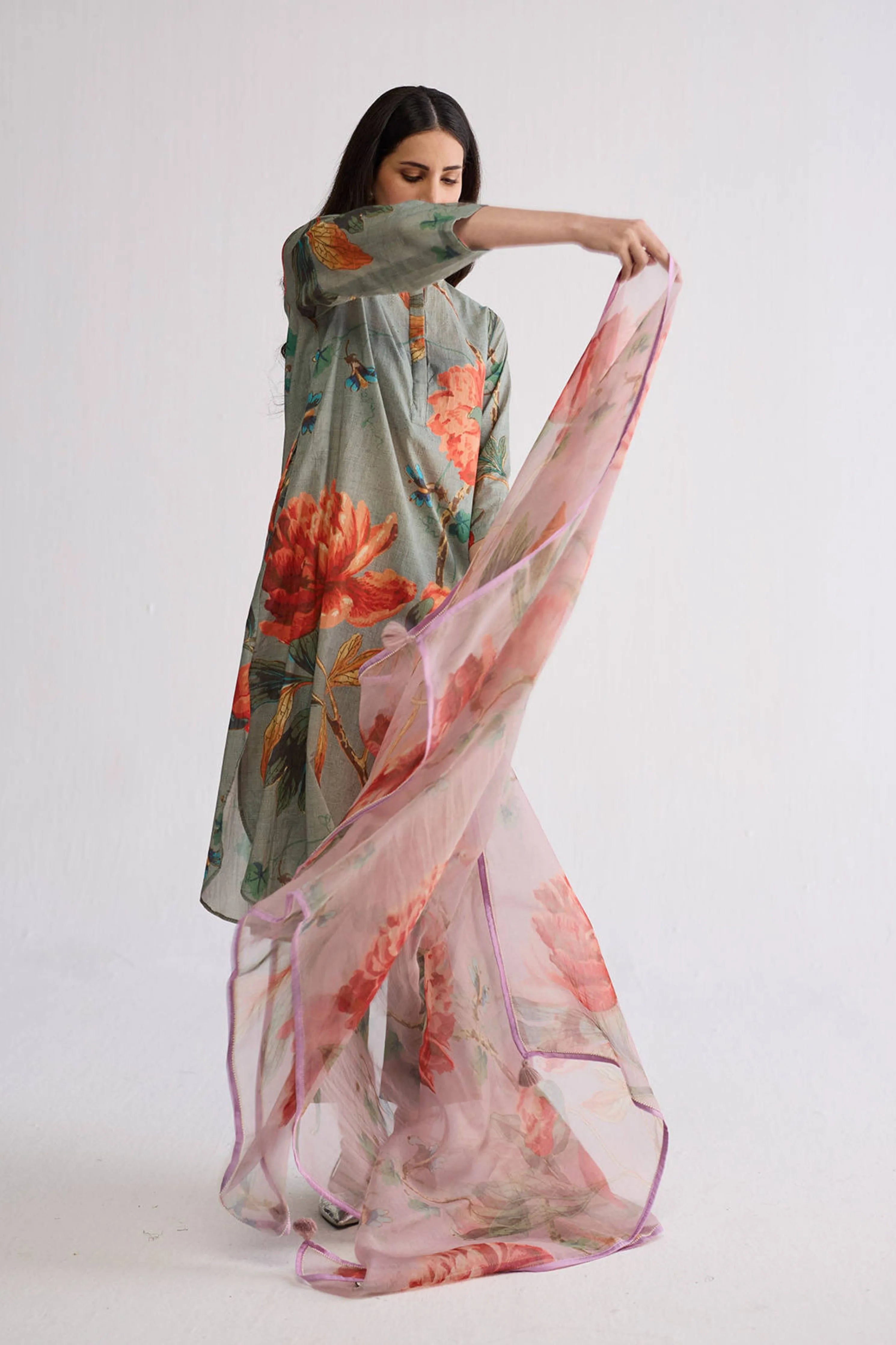 Berry Organza Dupatta