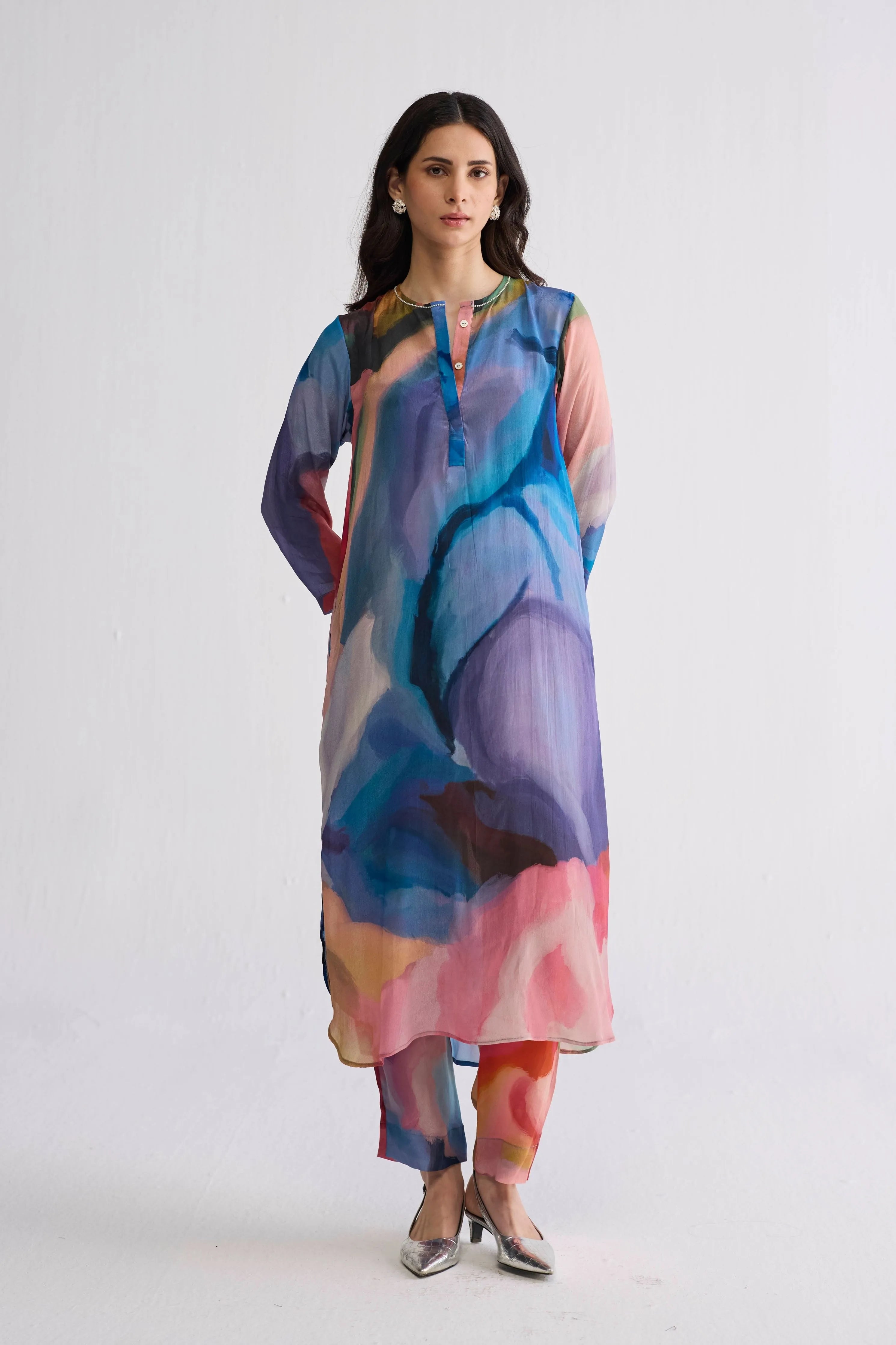 Rainbow Garden Long Kurta Set