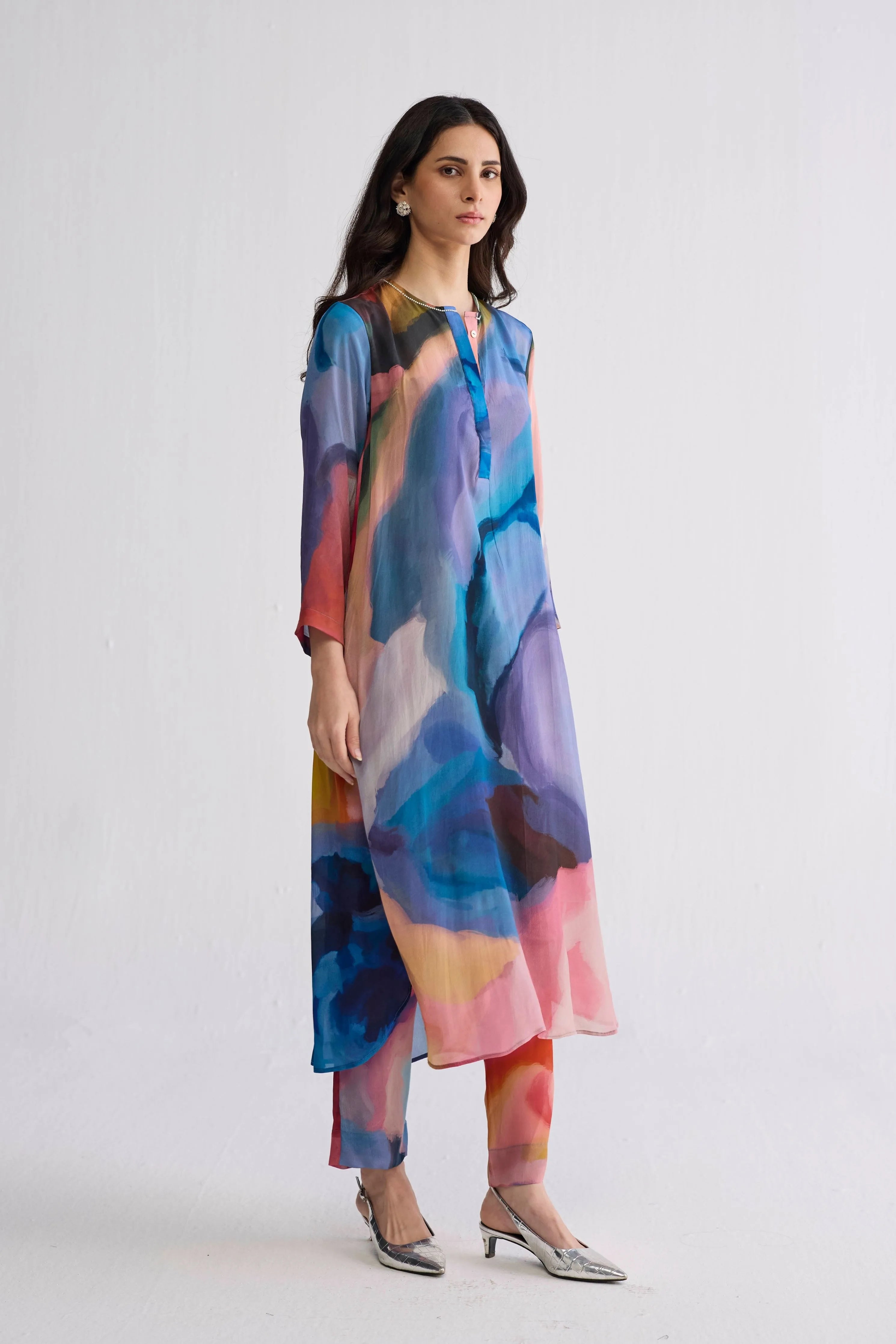 Rainbow Garden Long Kurta Set