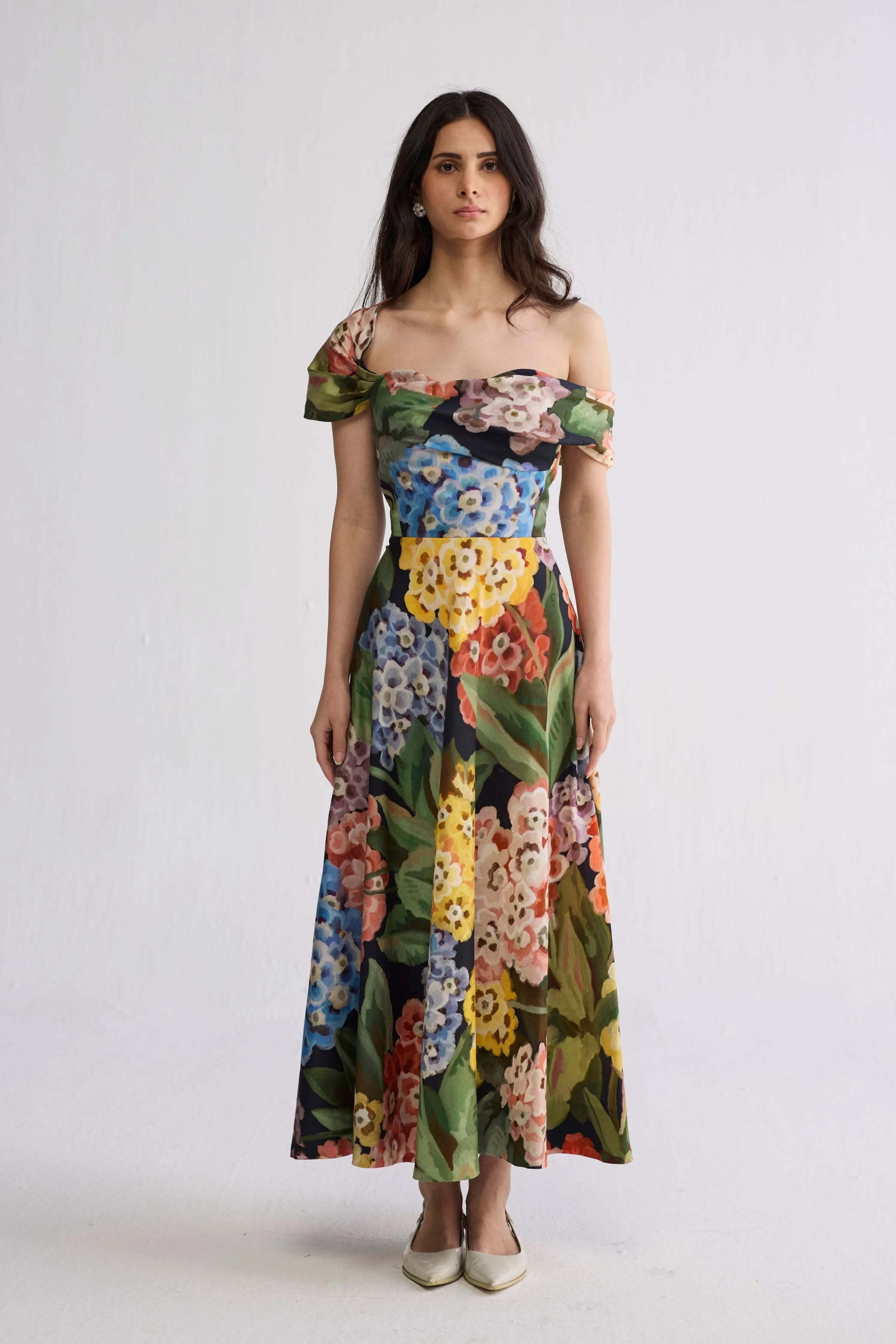 Rain Draped Off Shoulder Dress