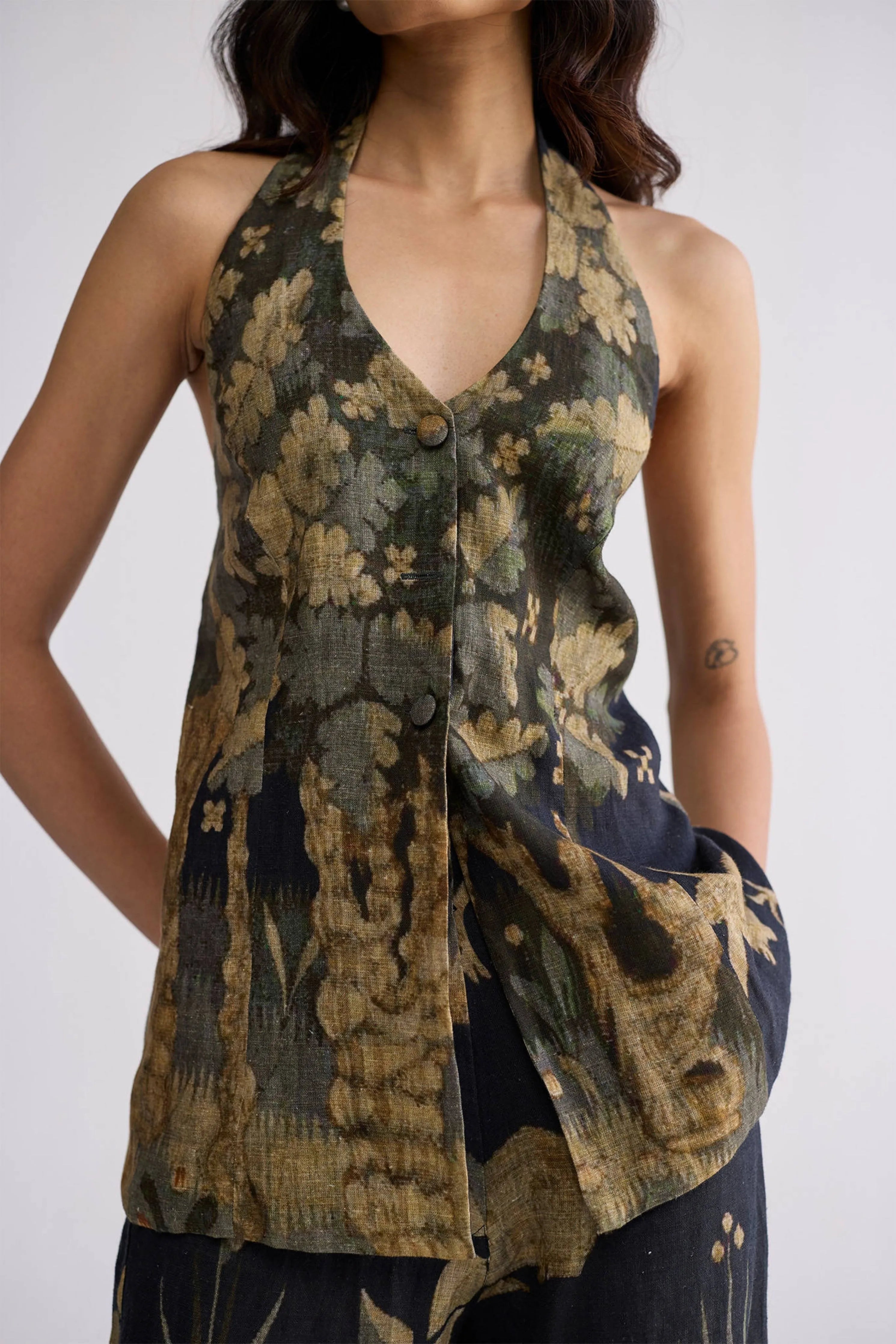 Banyan Halterneck Waistcoat & Pants Set