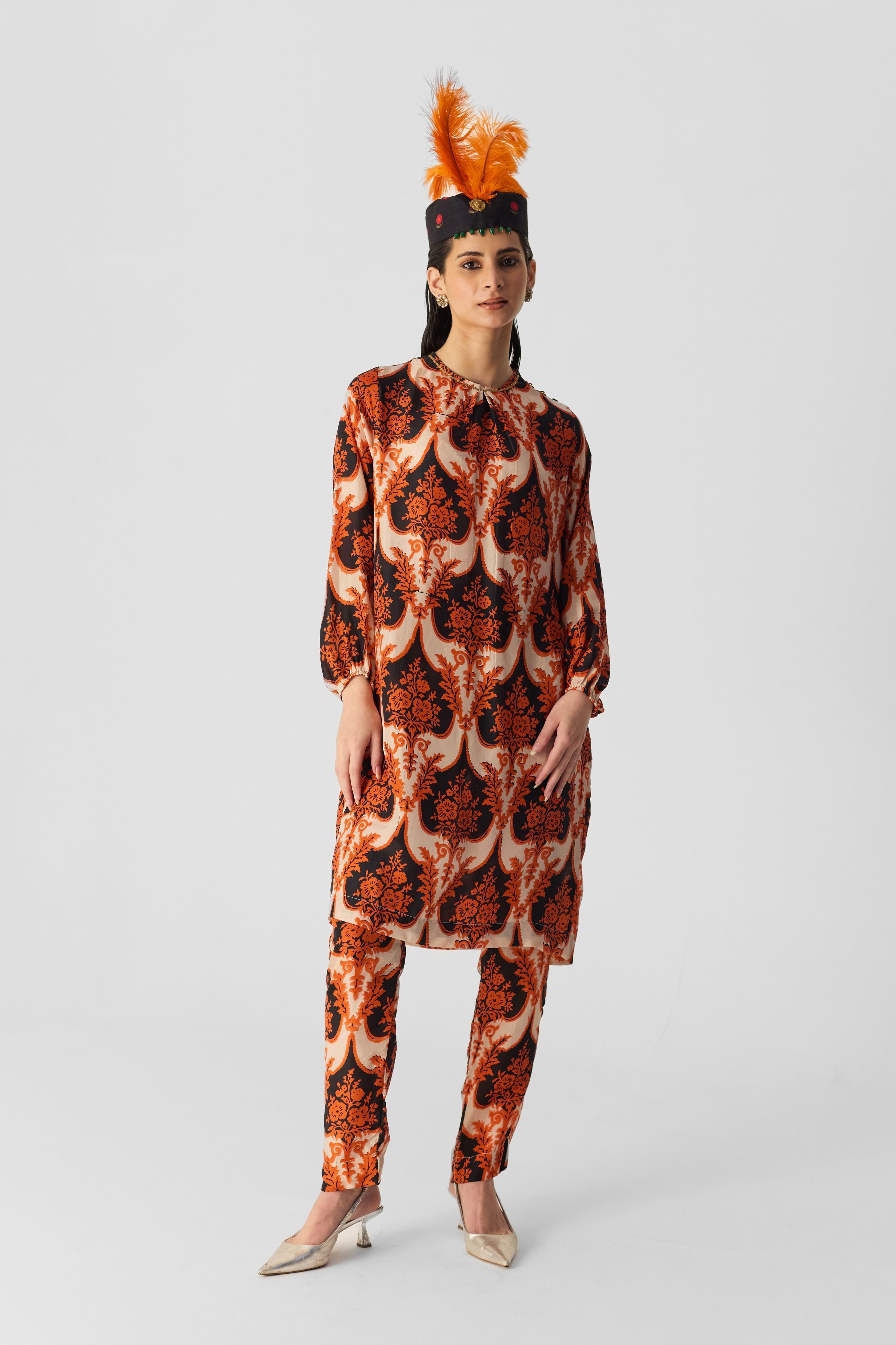 Moli Black Silk Kurta Set