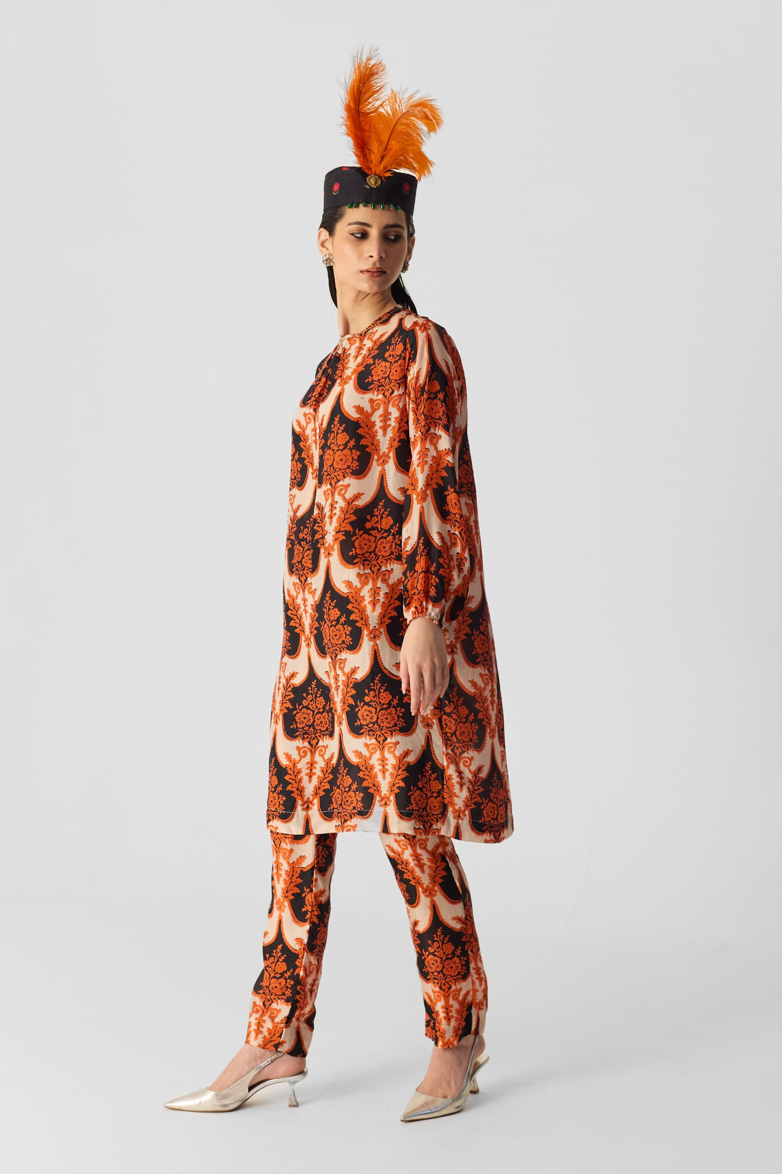 Moli Black Silk Kurta Set