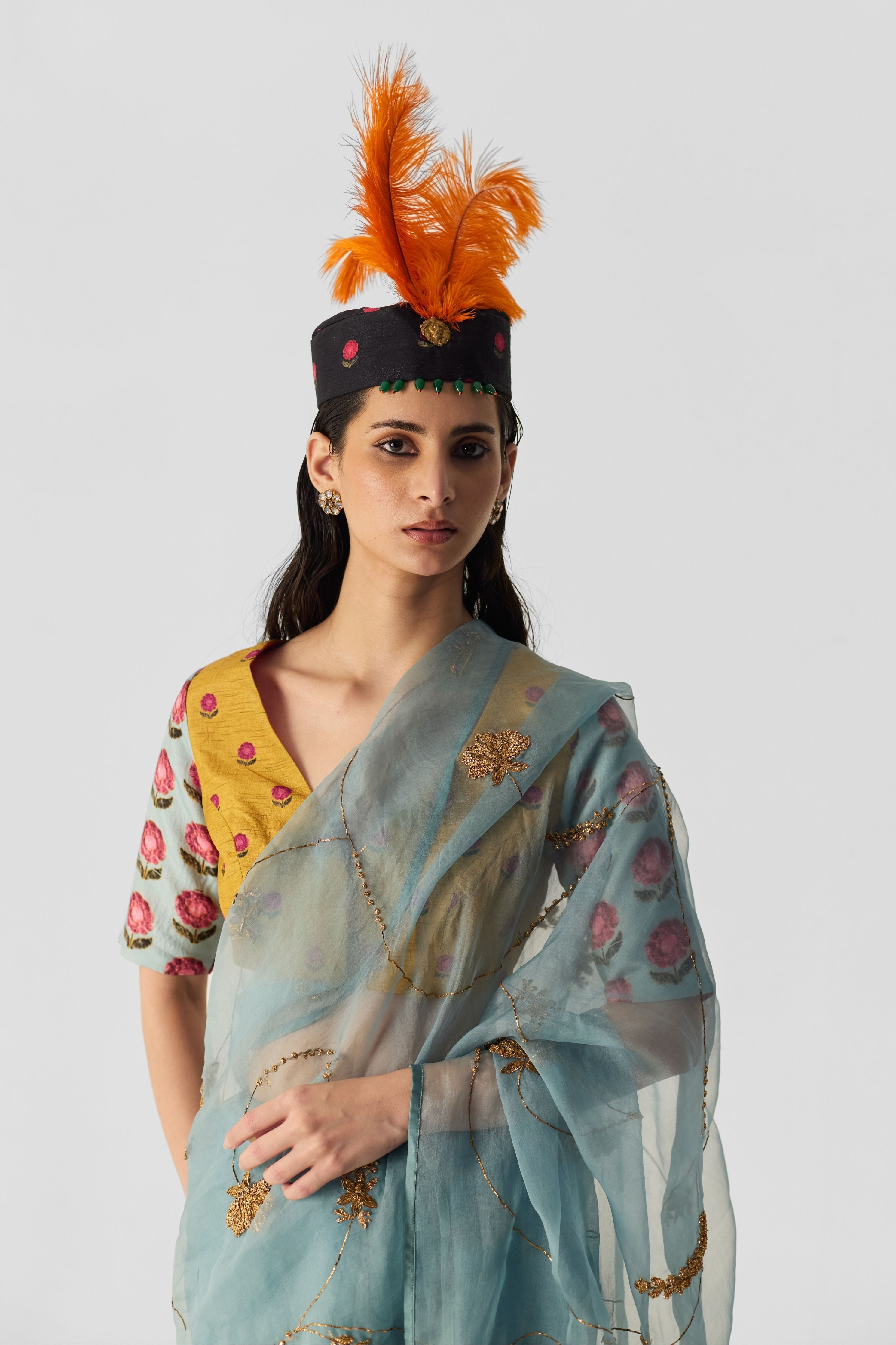 Blue Embroidered Saree