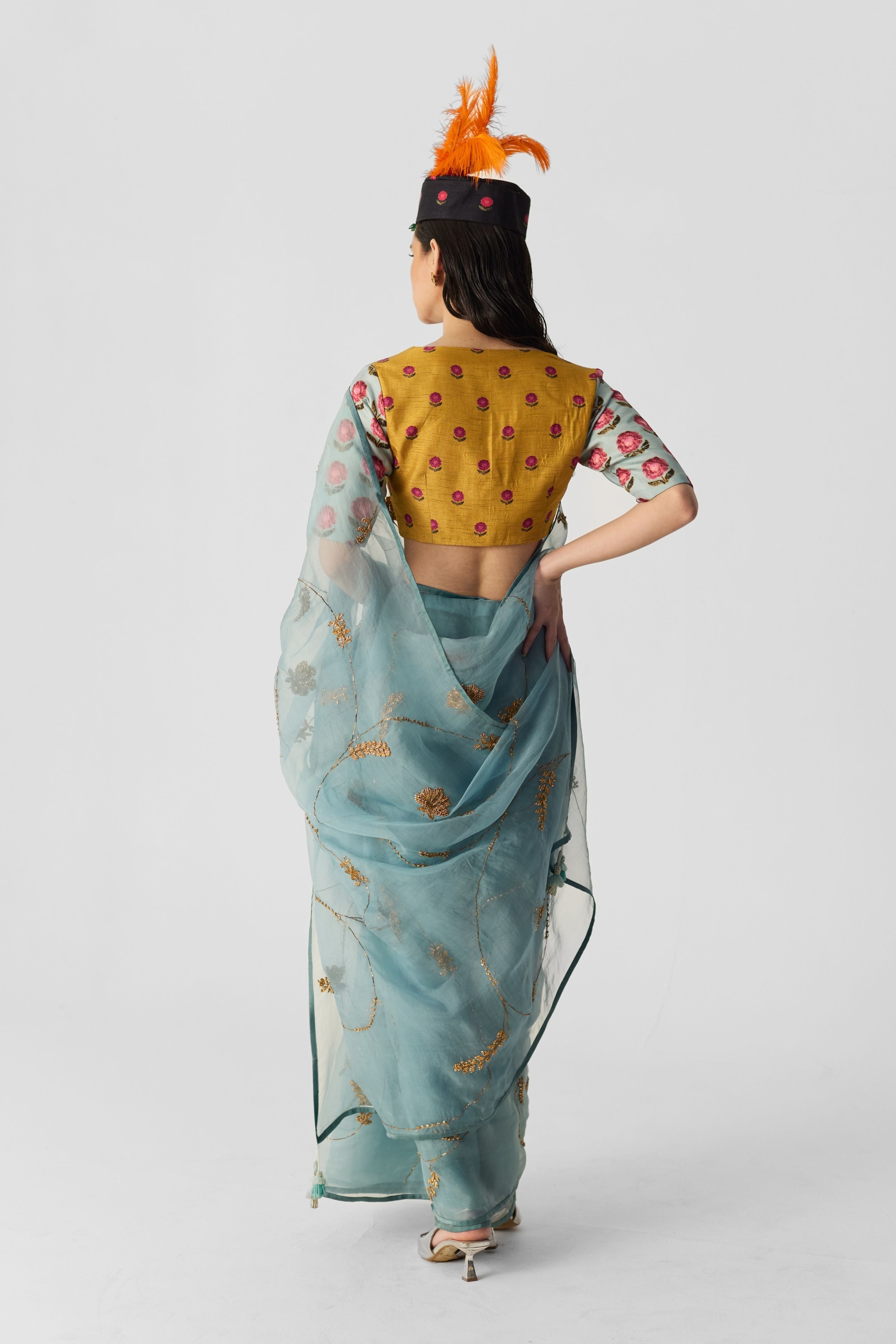 Blue Embroidered Saree