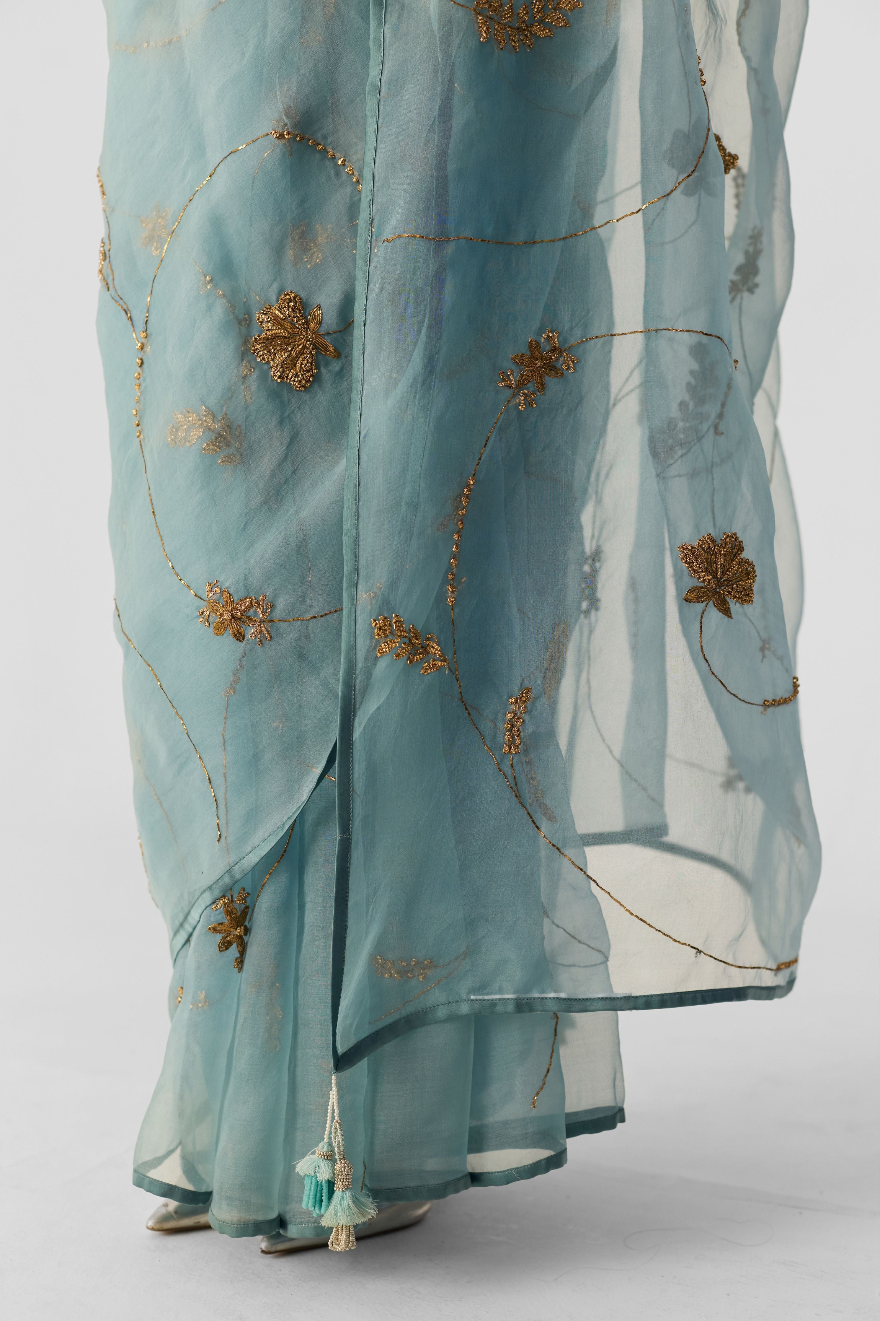 Blue Embroidered Saree