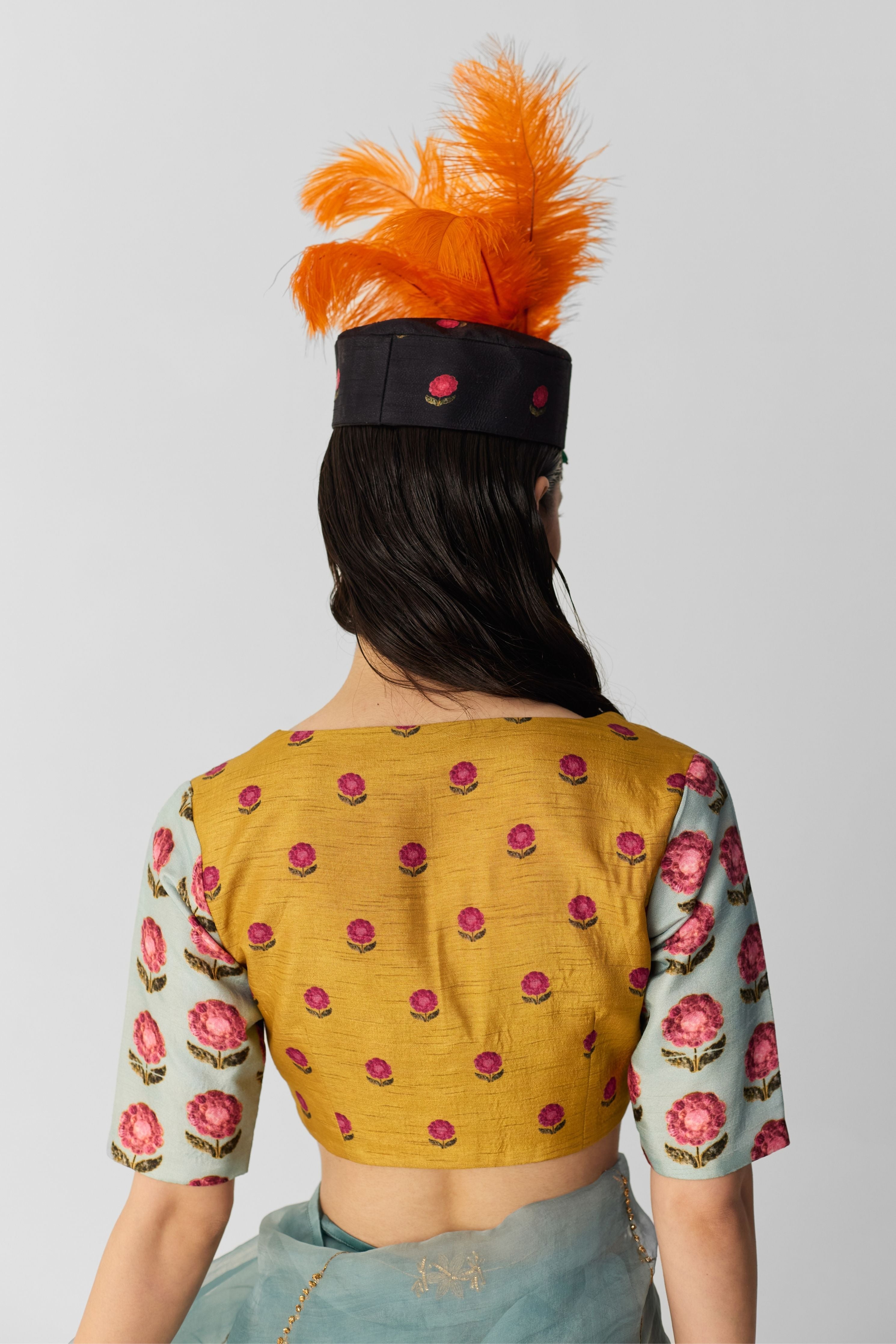 Yellow Blue Booti Blouse