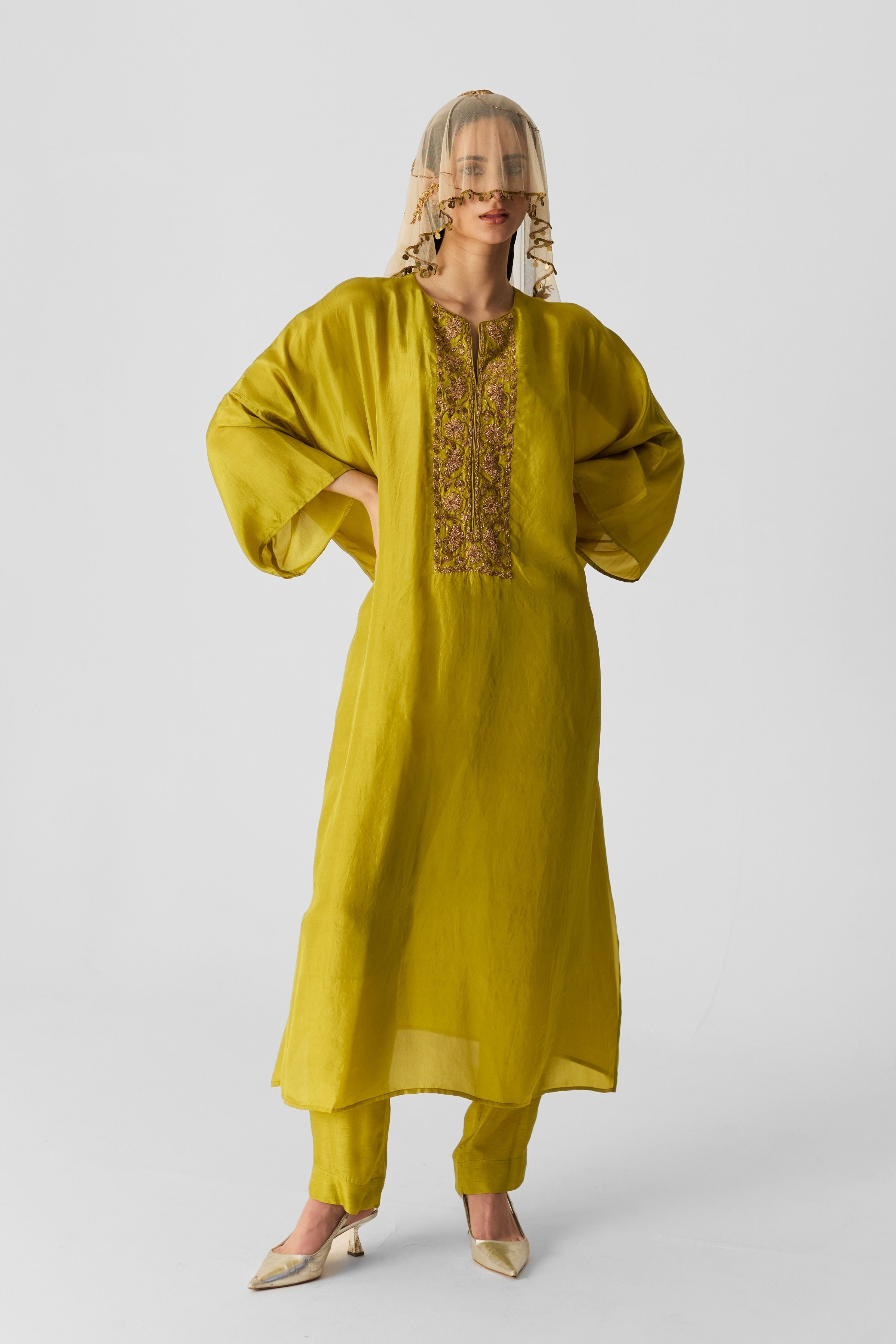 Lime Kaftan Set