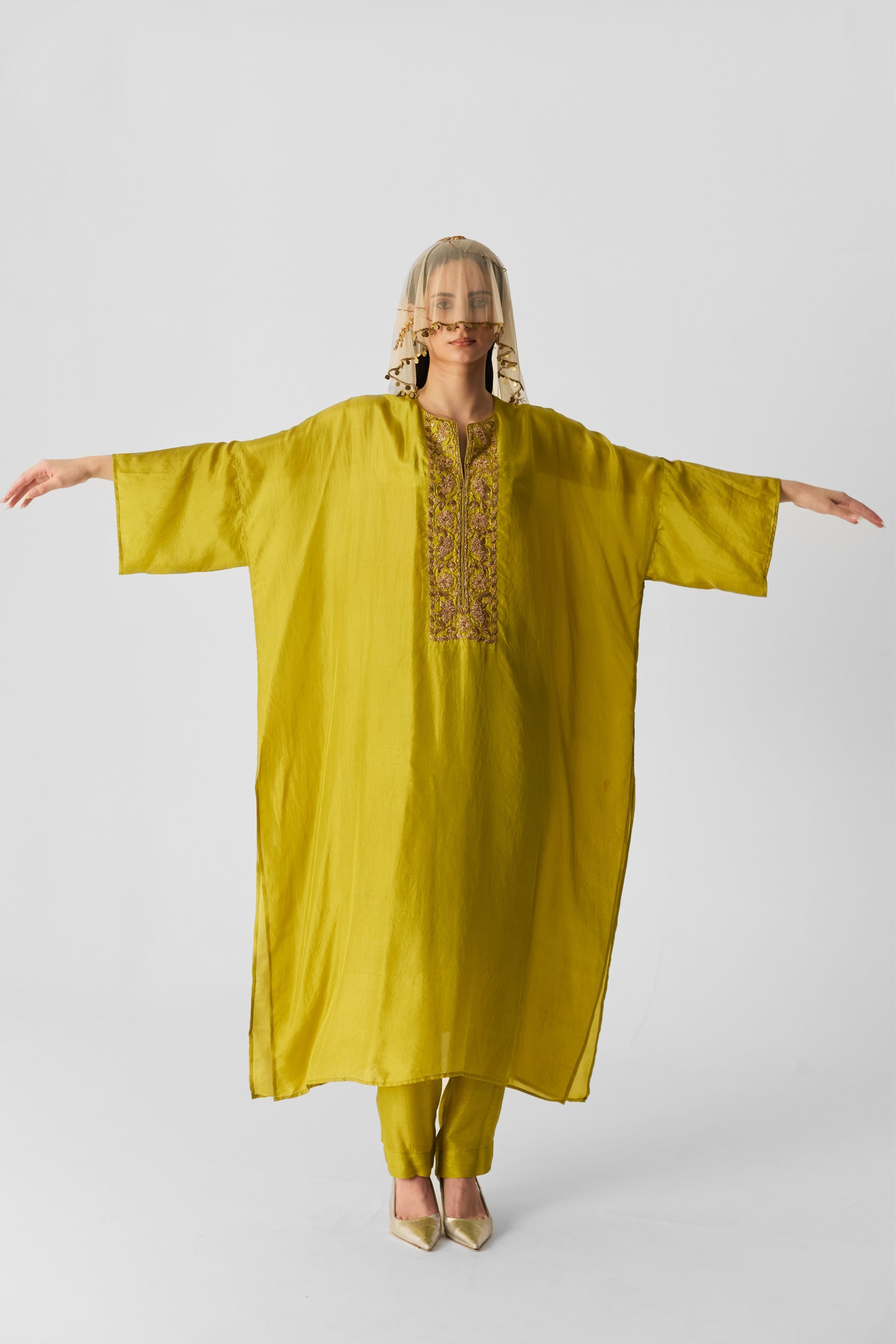 Lime Kaftan Set