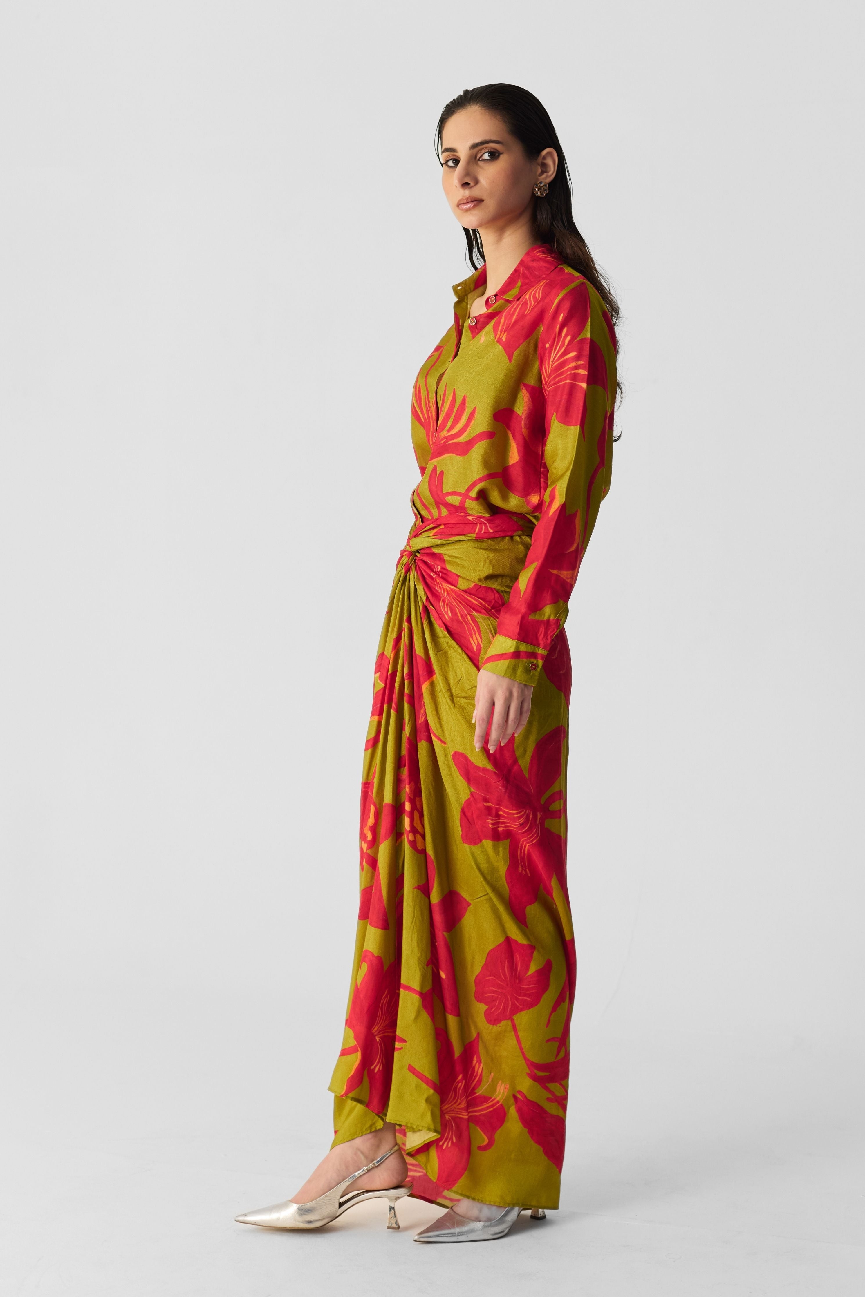 Lian Lime Shirt & Skirt Set