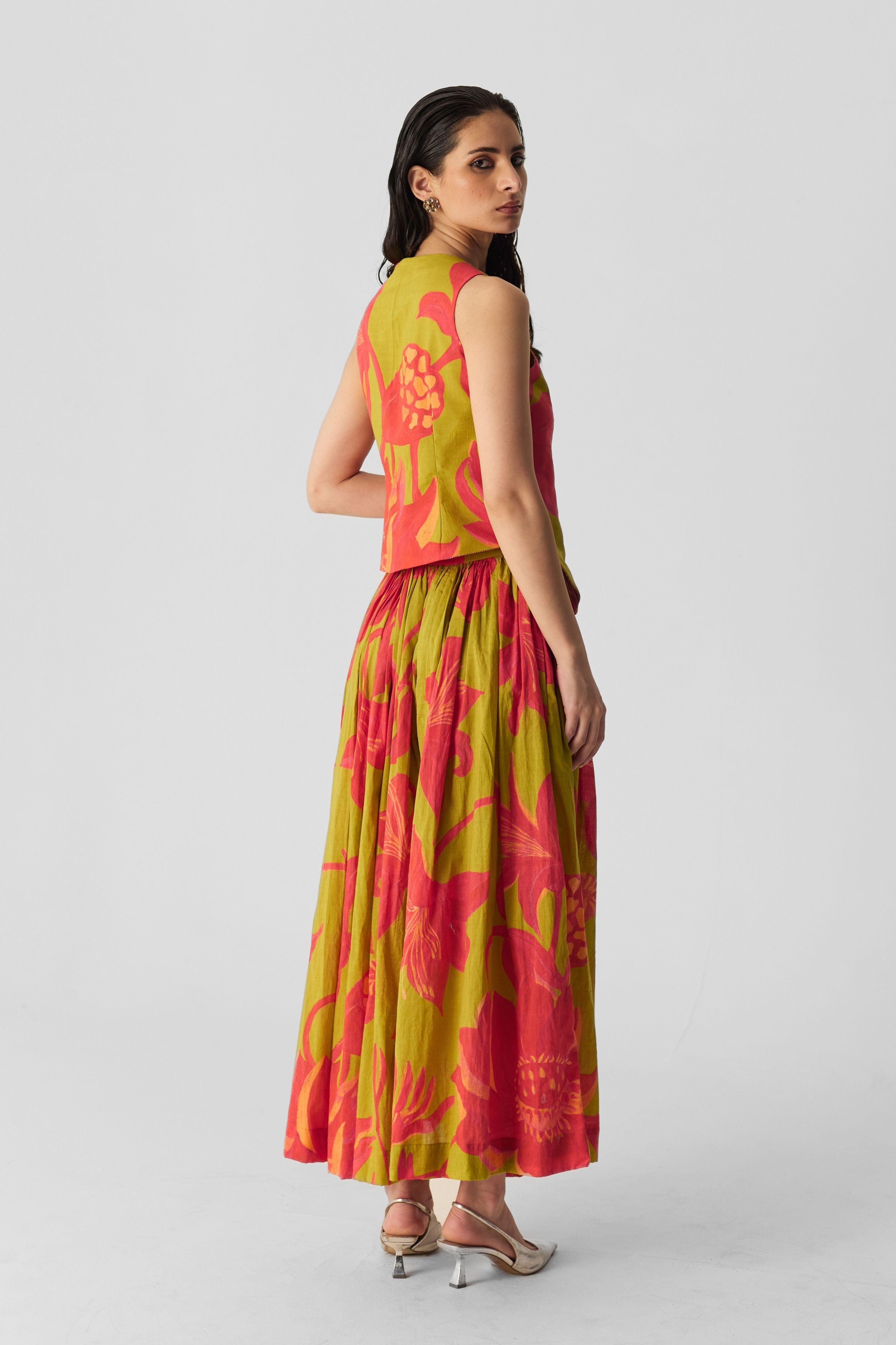 Lian Lime Waistcoat & Skirt Set