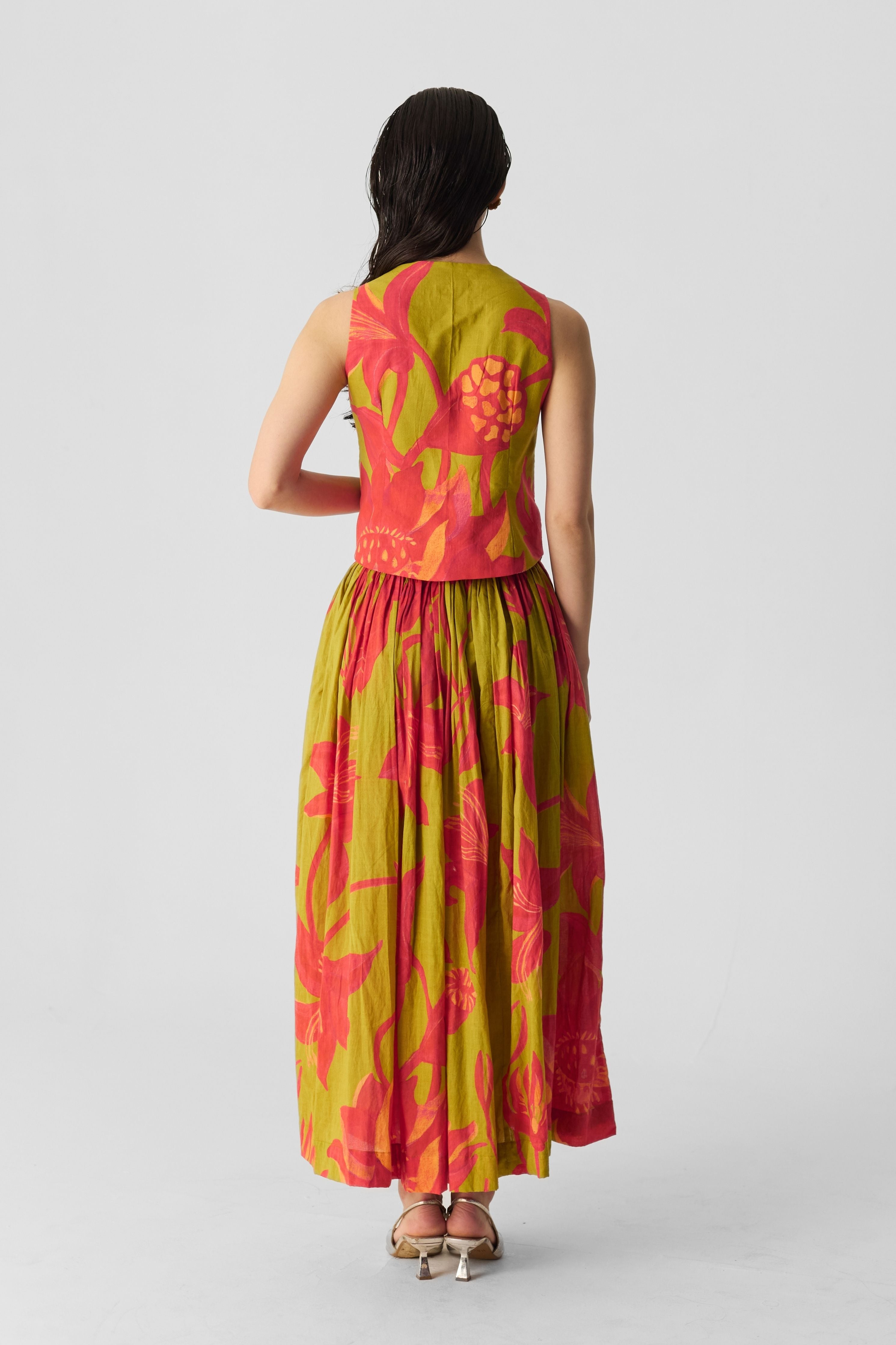 Lian Lime Waistcoat & Skirt Set