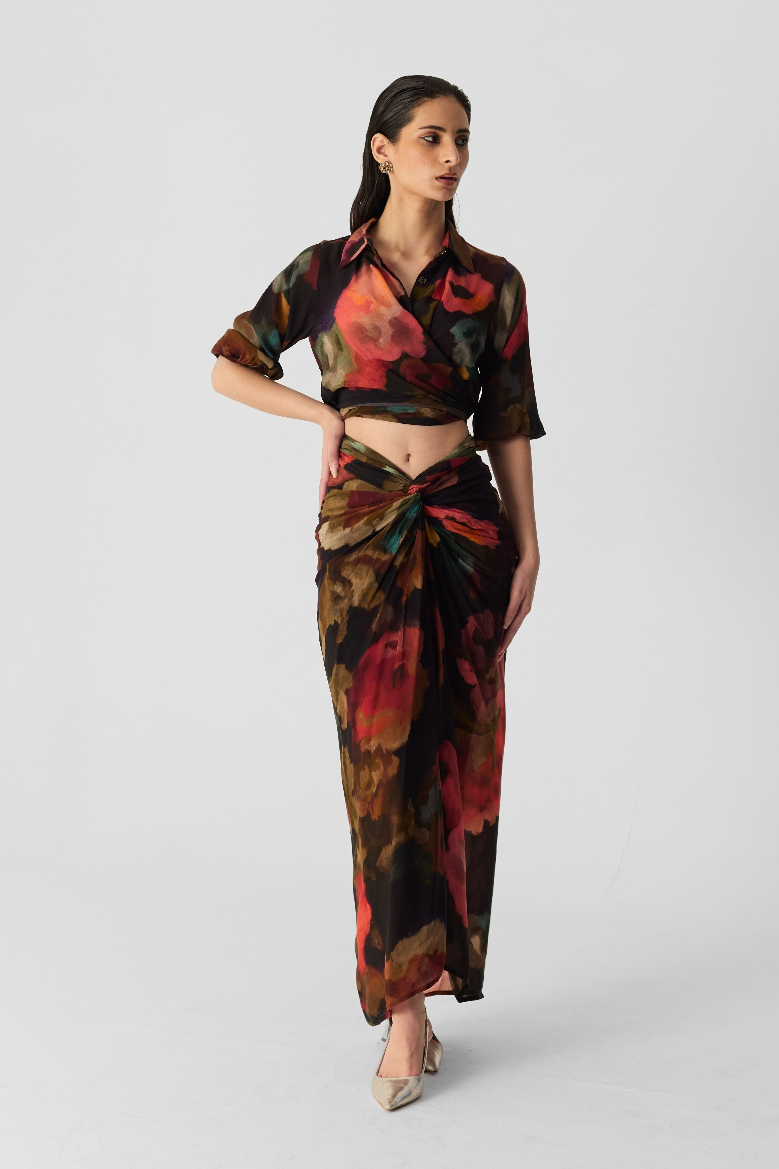 Furong Tie Up Top & Skirt Set