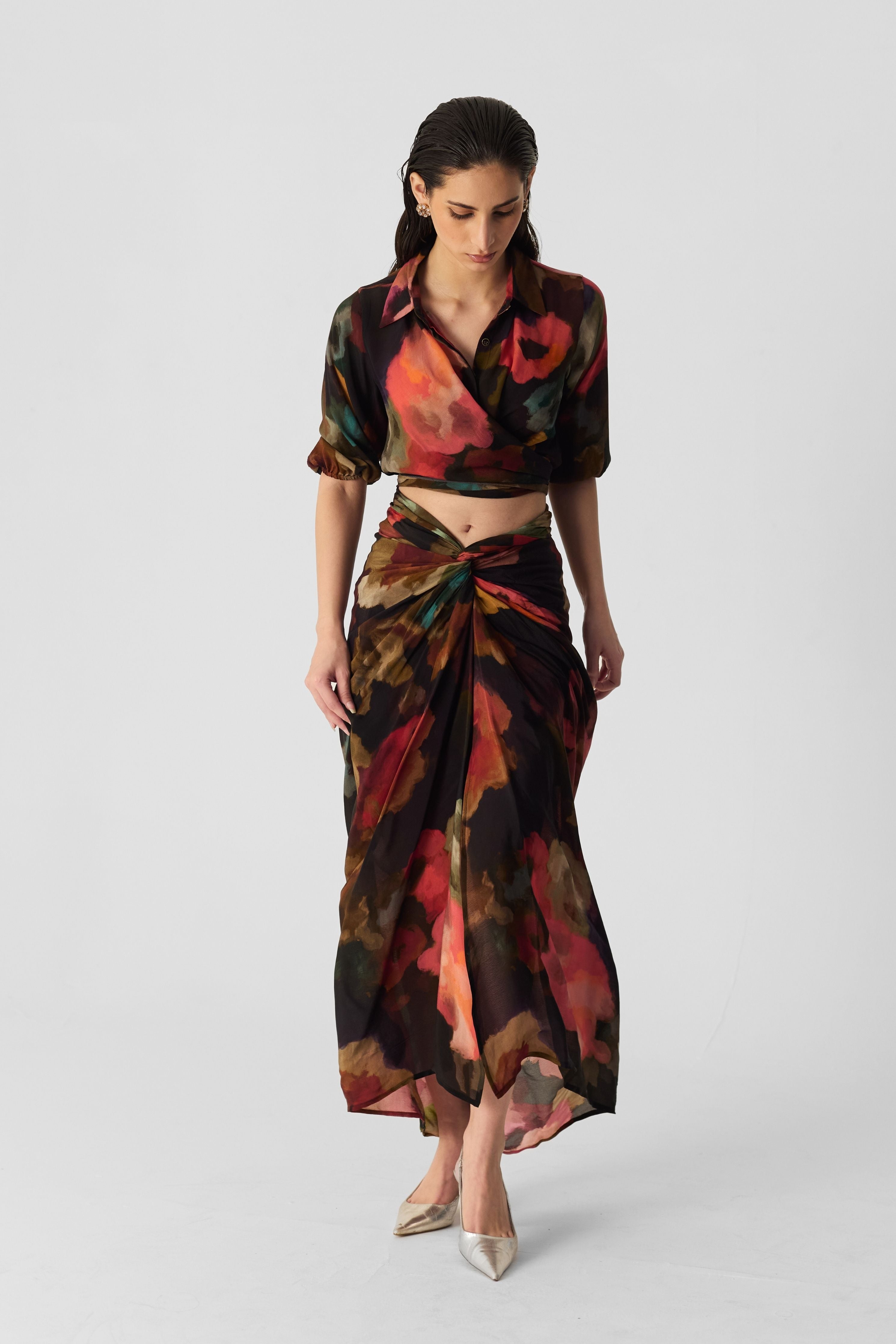 Furong Tie Up Top & Skirt Set