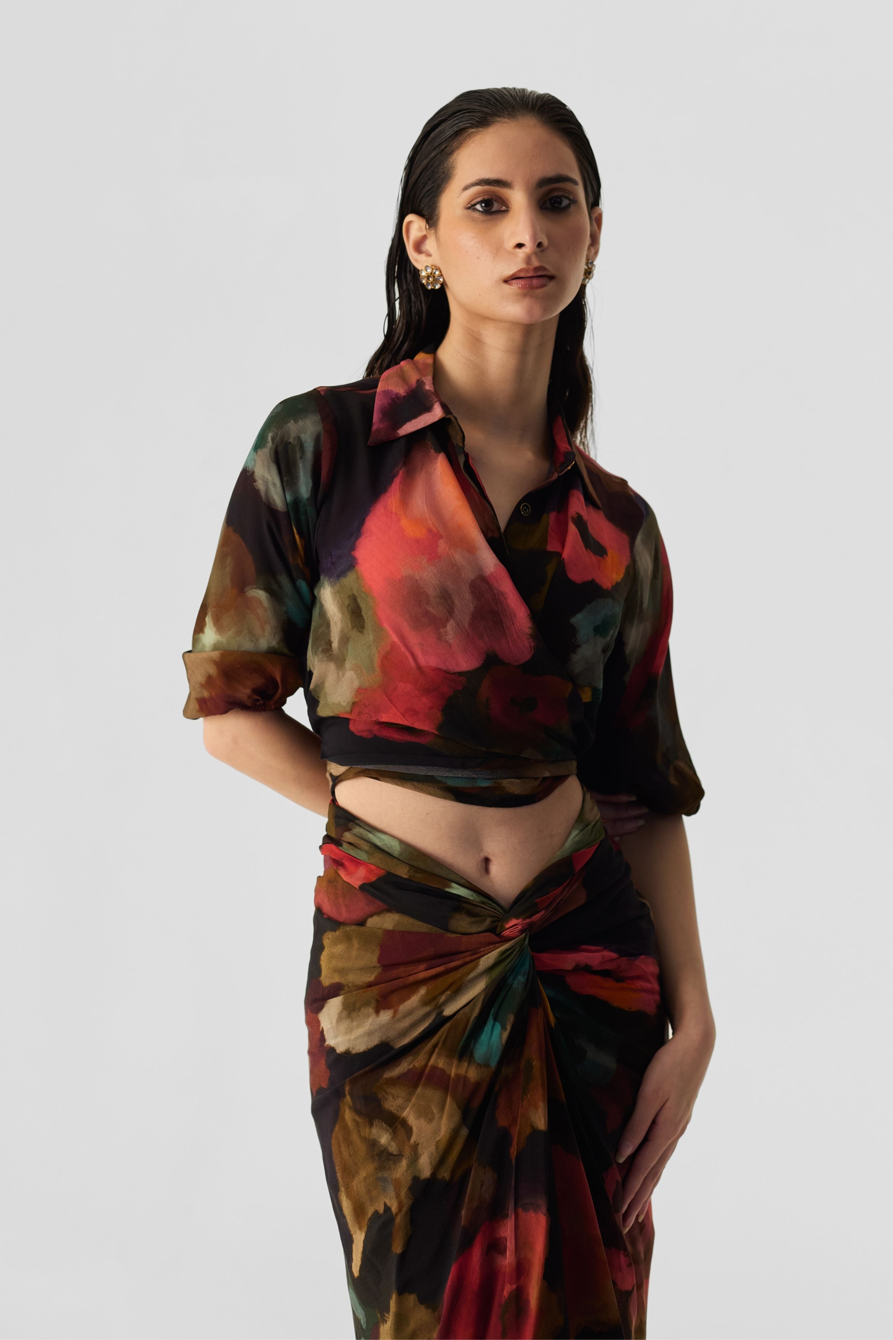 Furong Tie Up Top & Skirt Set