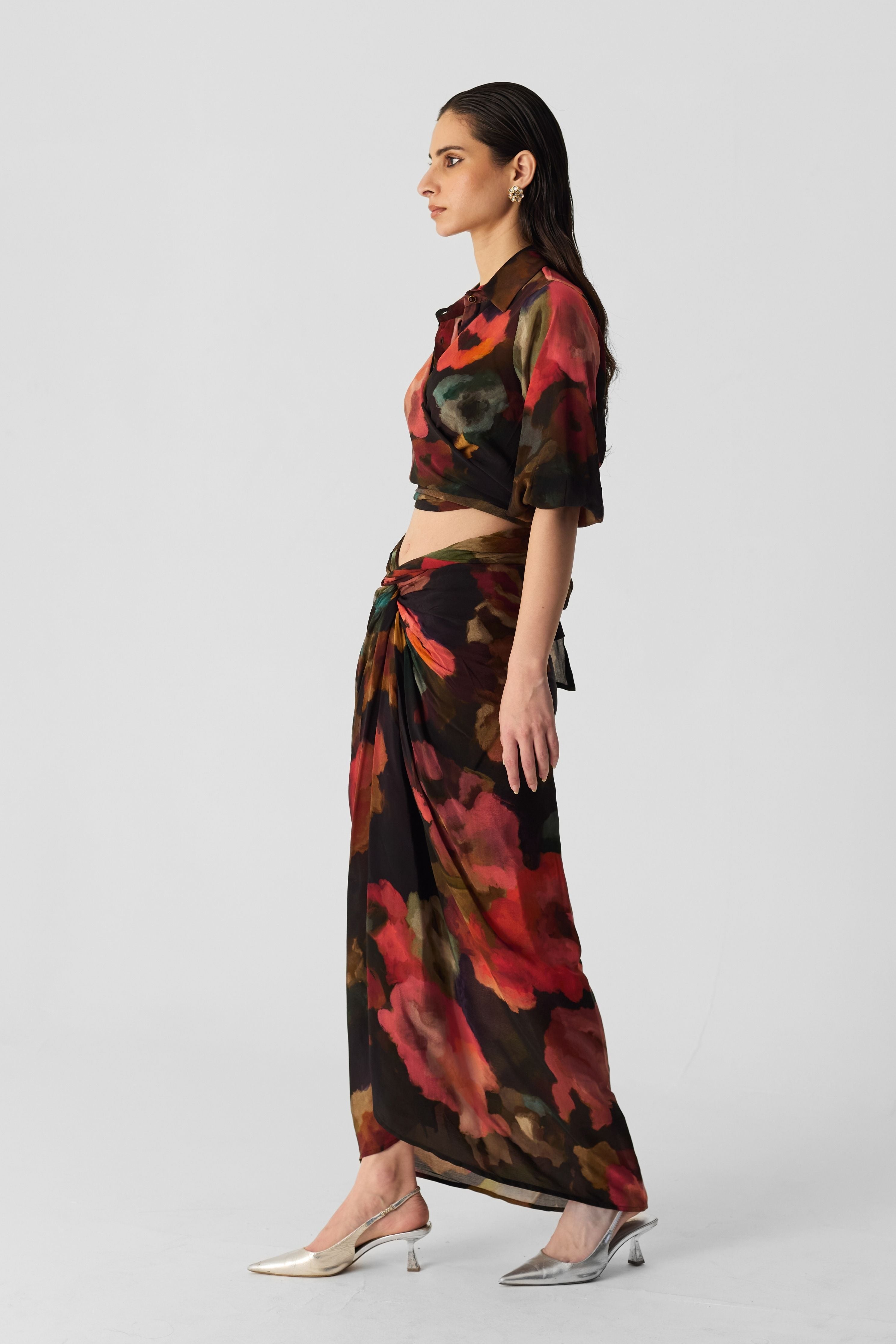 Furong Tie Up Top & Skirt Set