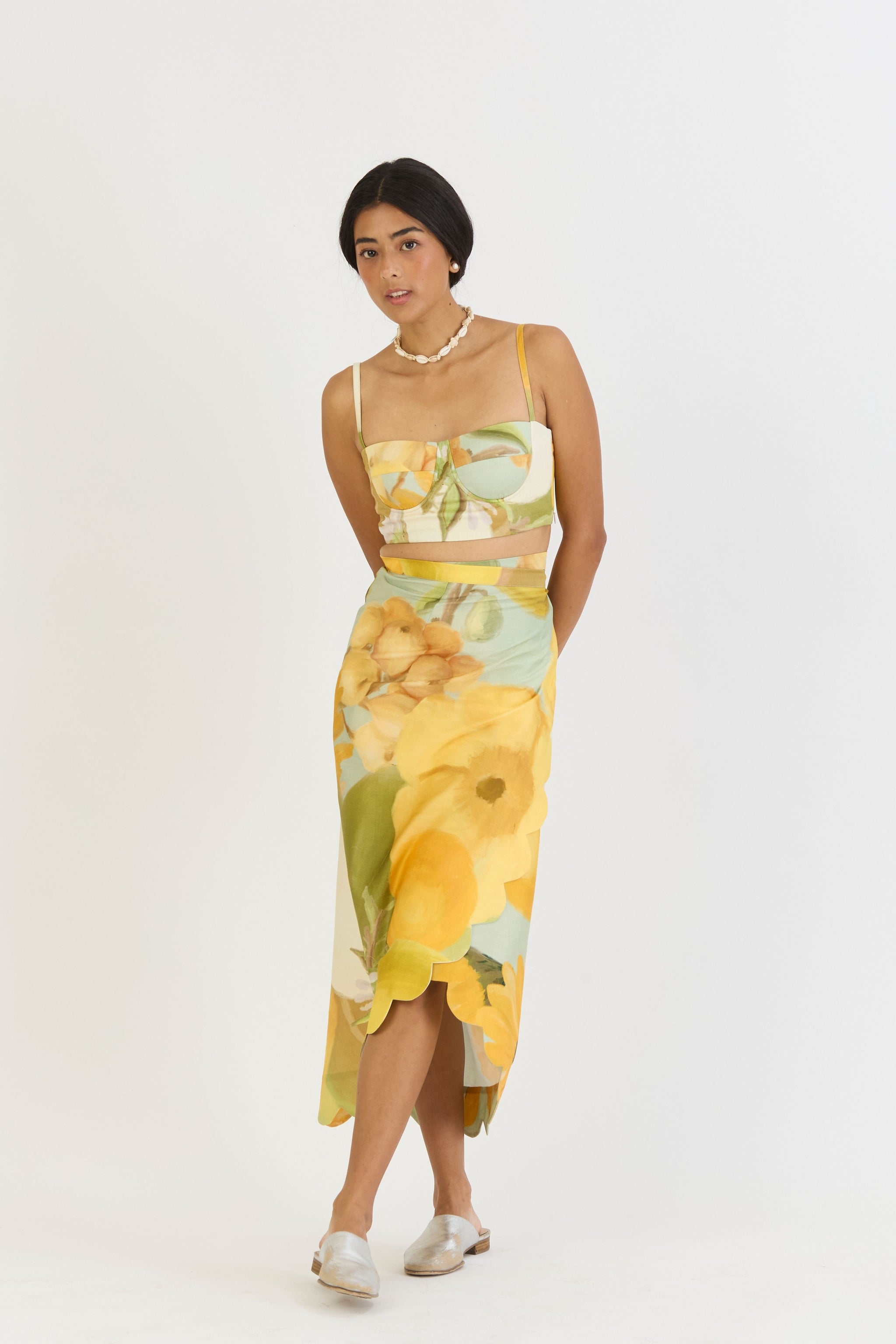 Lemonade Bralette & Scallop Skirt Set