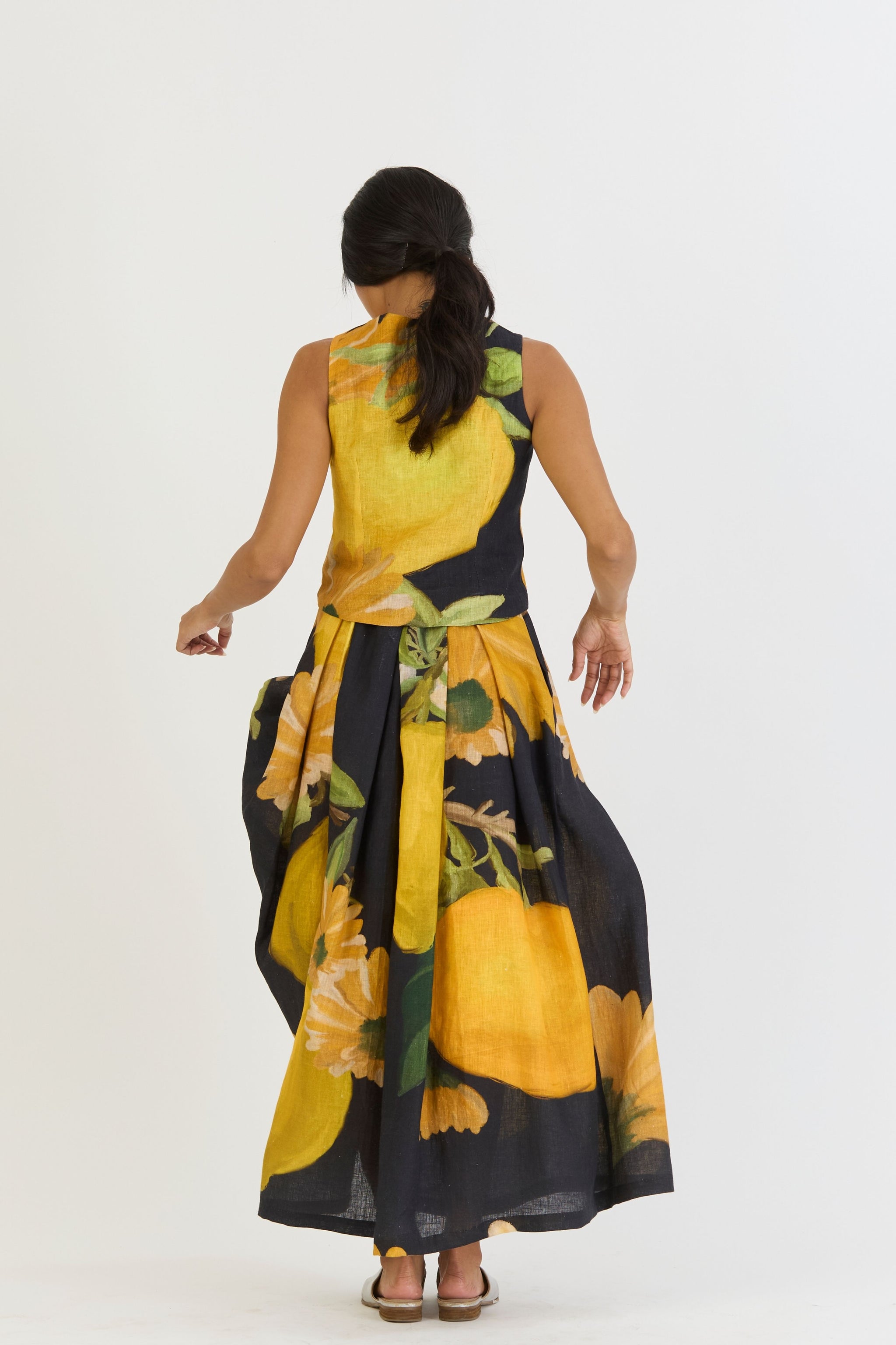 Pomello Waistcoat And Box Pleat Skirt Set