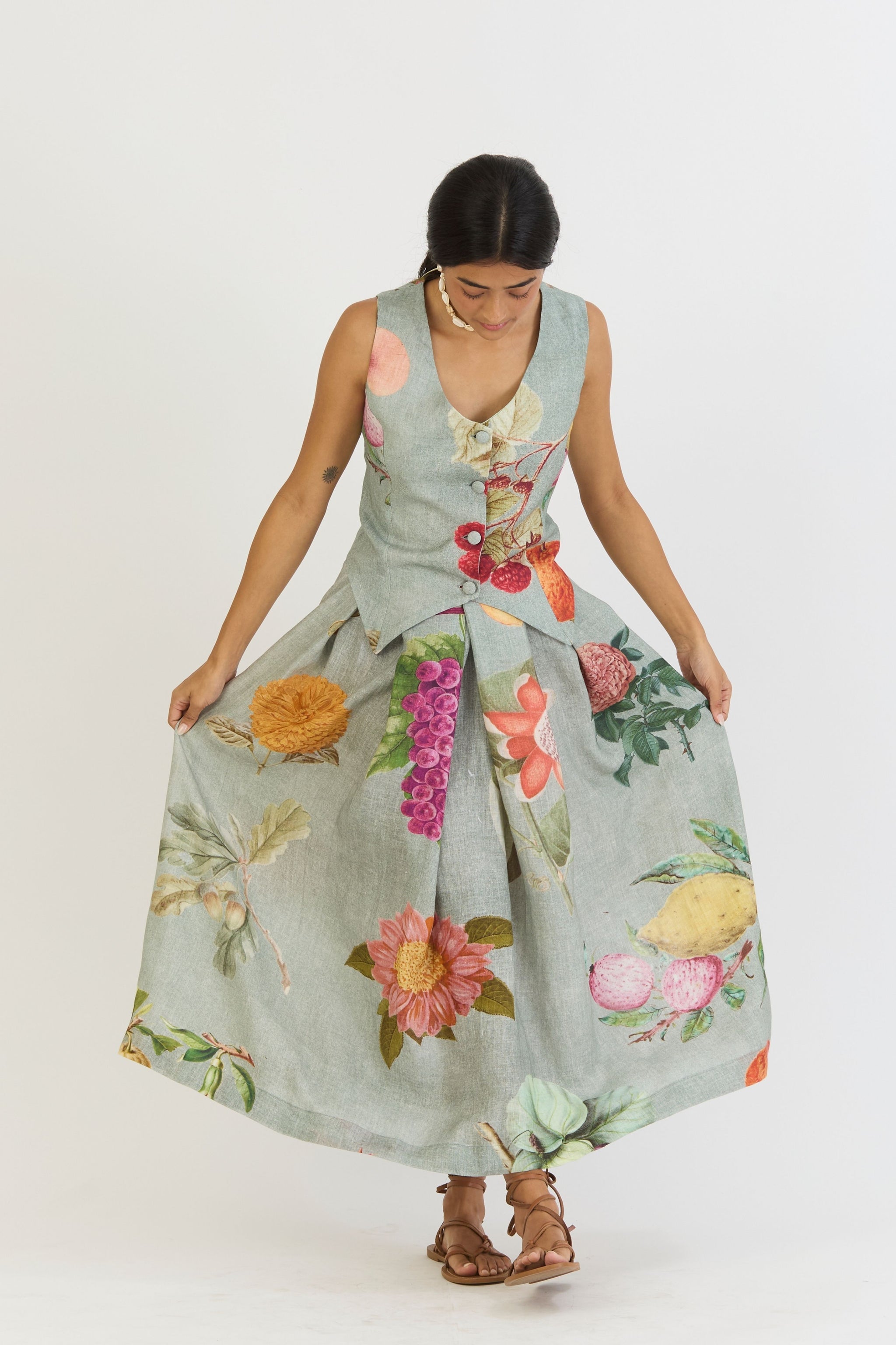 Juniper Waistcoat And Box Pleat Skirt