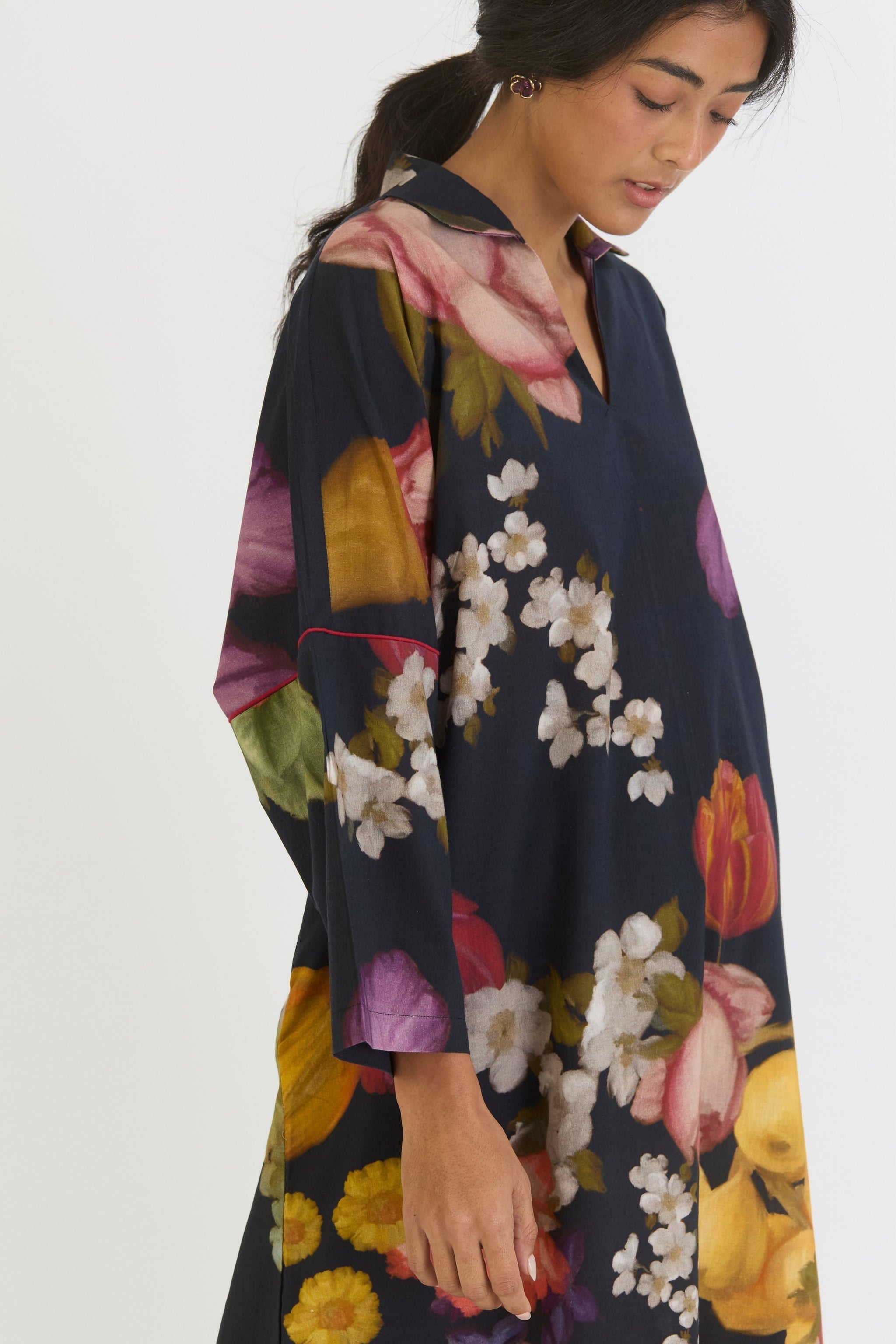 Glory Black Silk Kaftan Set