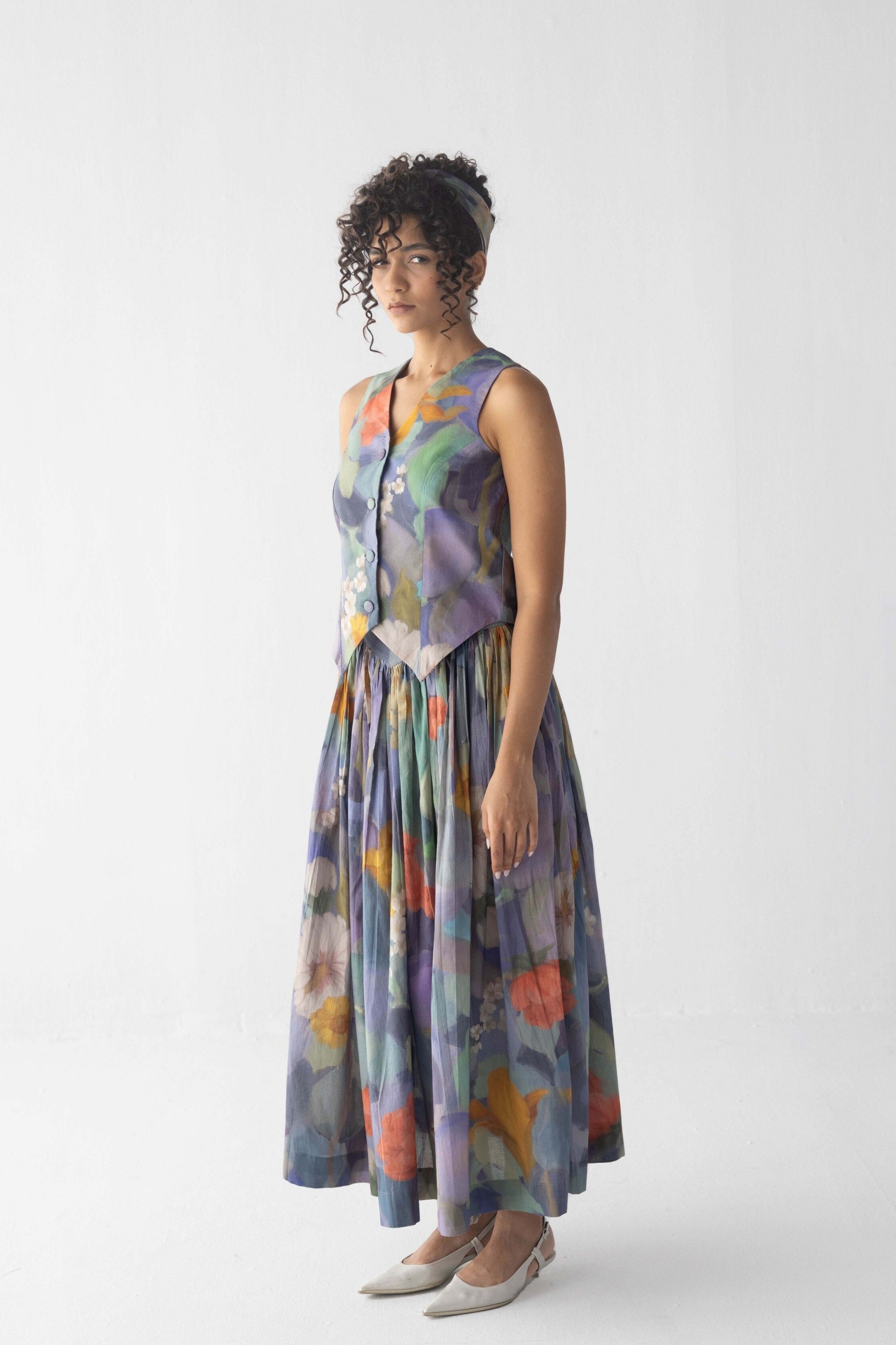 Blueberry Waistcoat & Skirt Set