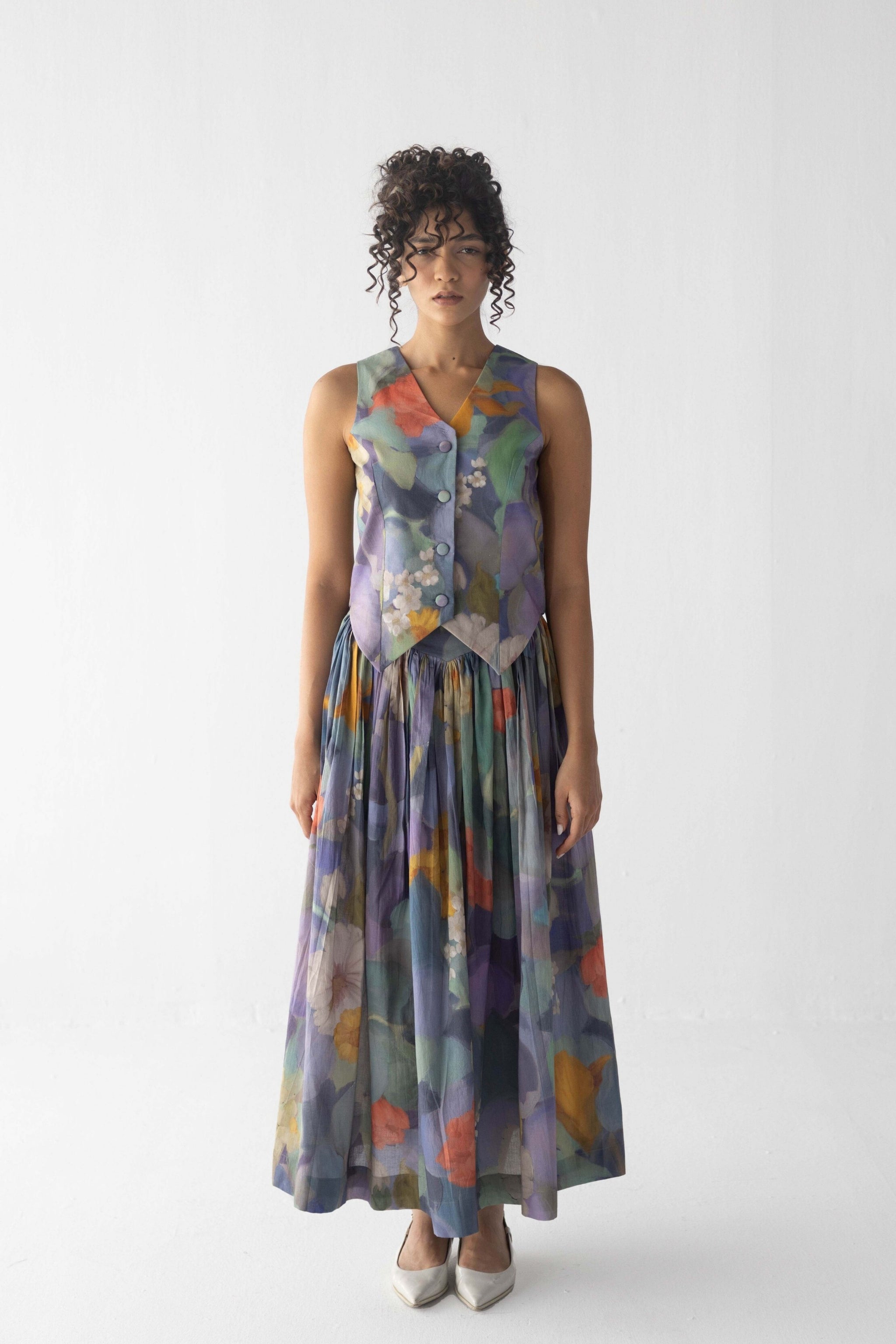 Blueberry Waistcoat & Skirt Set