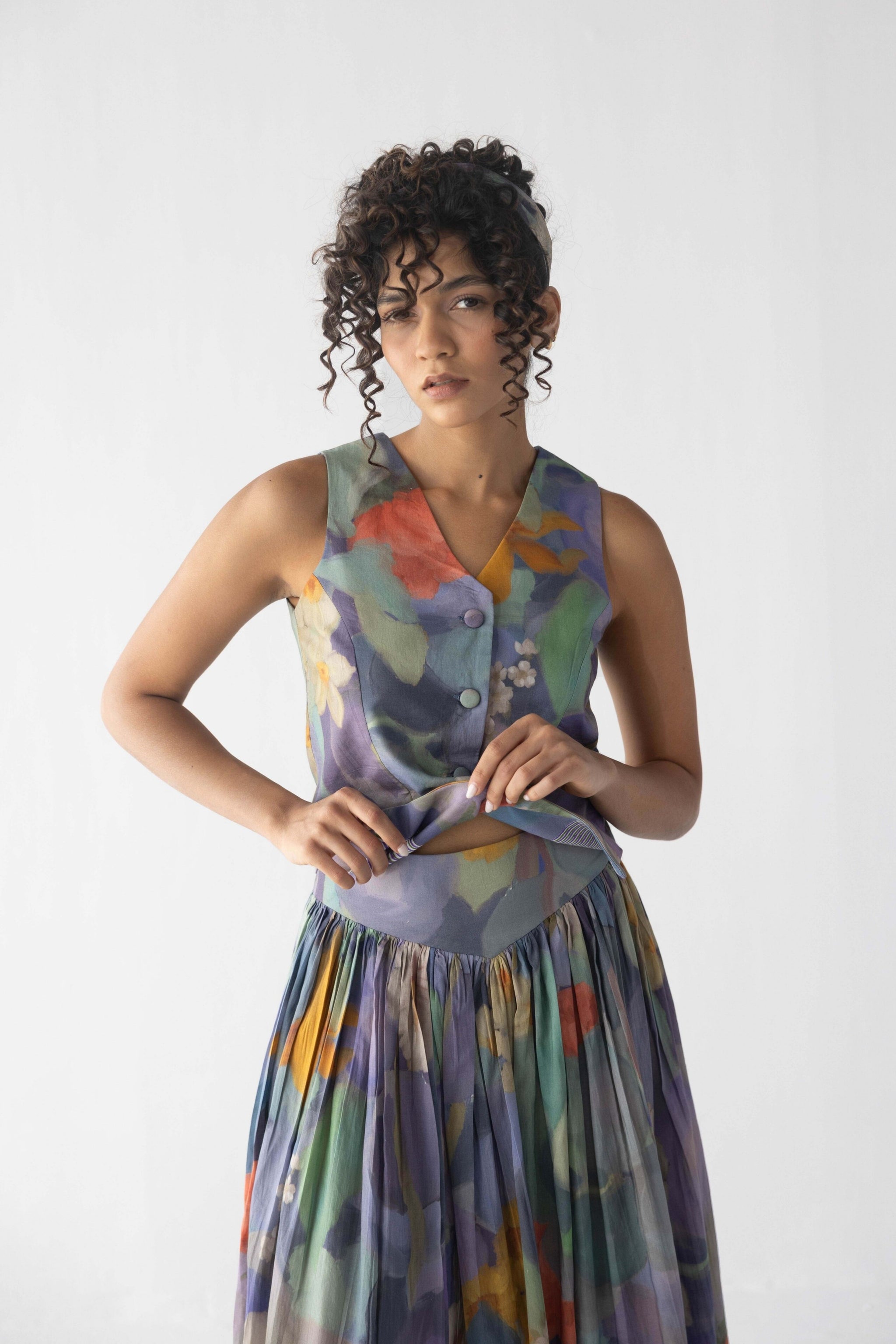 Blueberry Waistcoat & Skirt Set