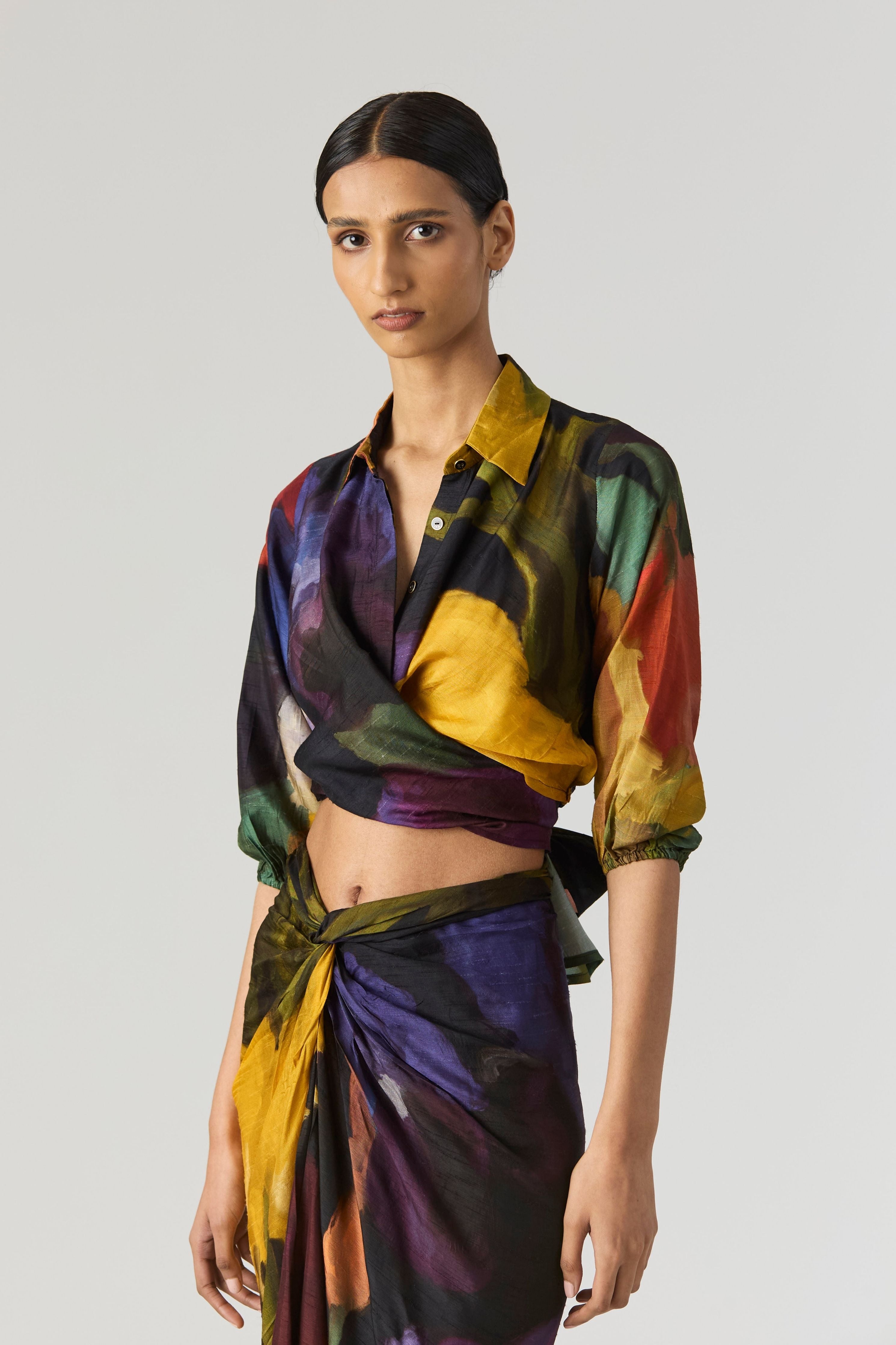 Ivy Tie Up Top And Skirt Set