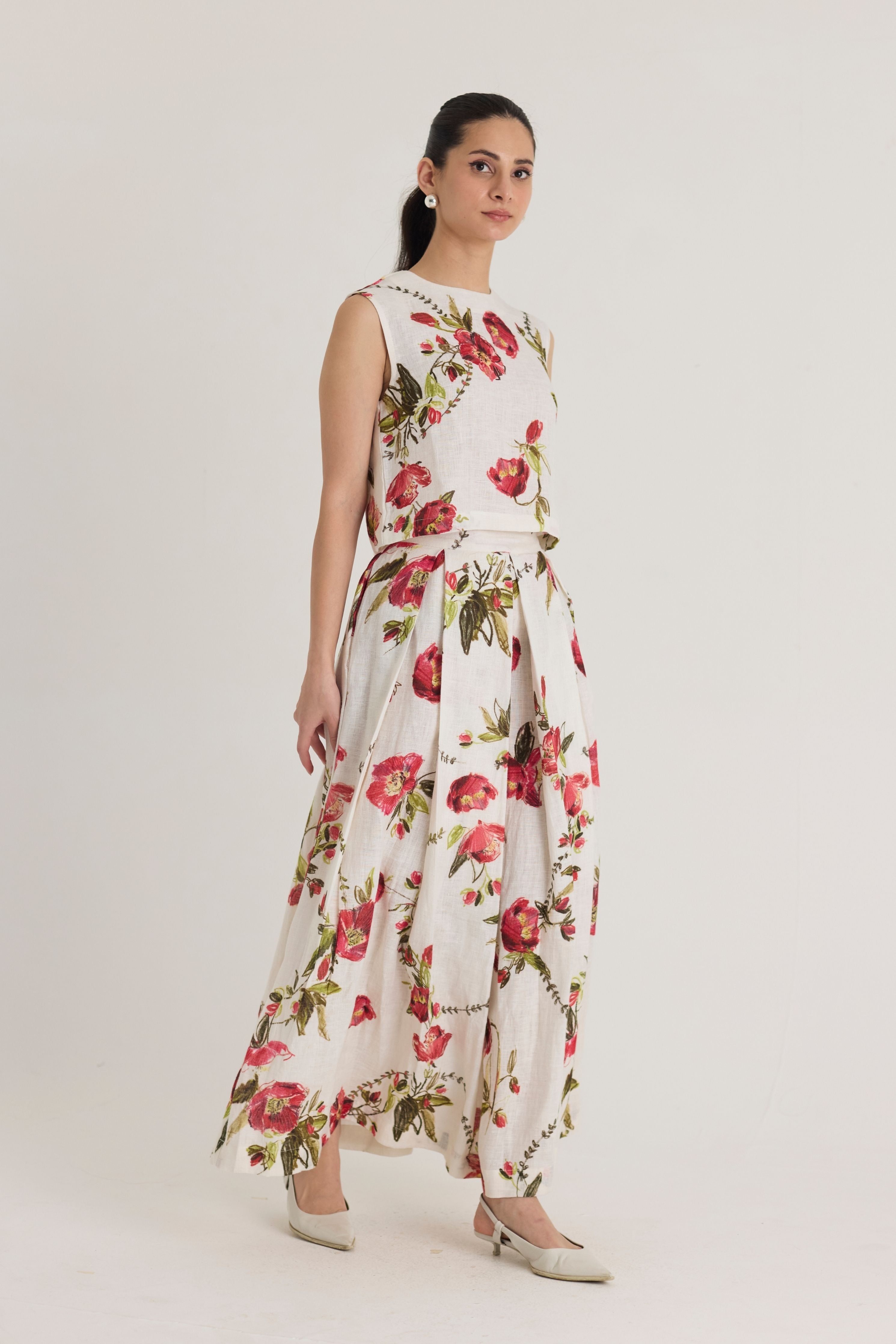 Rosita Linen Top & Skirt Set