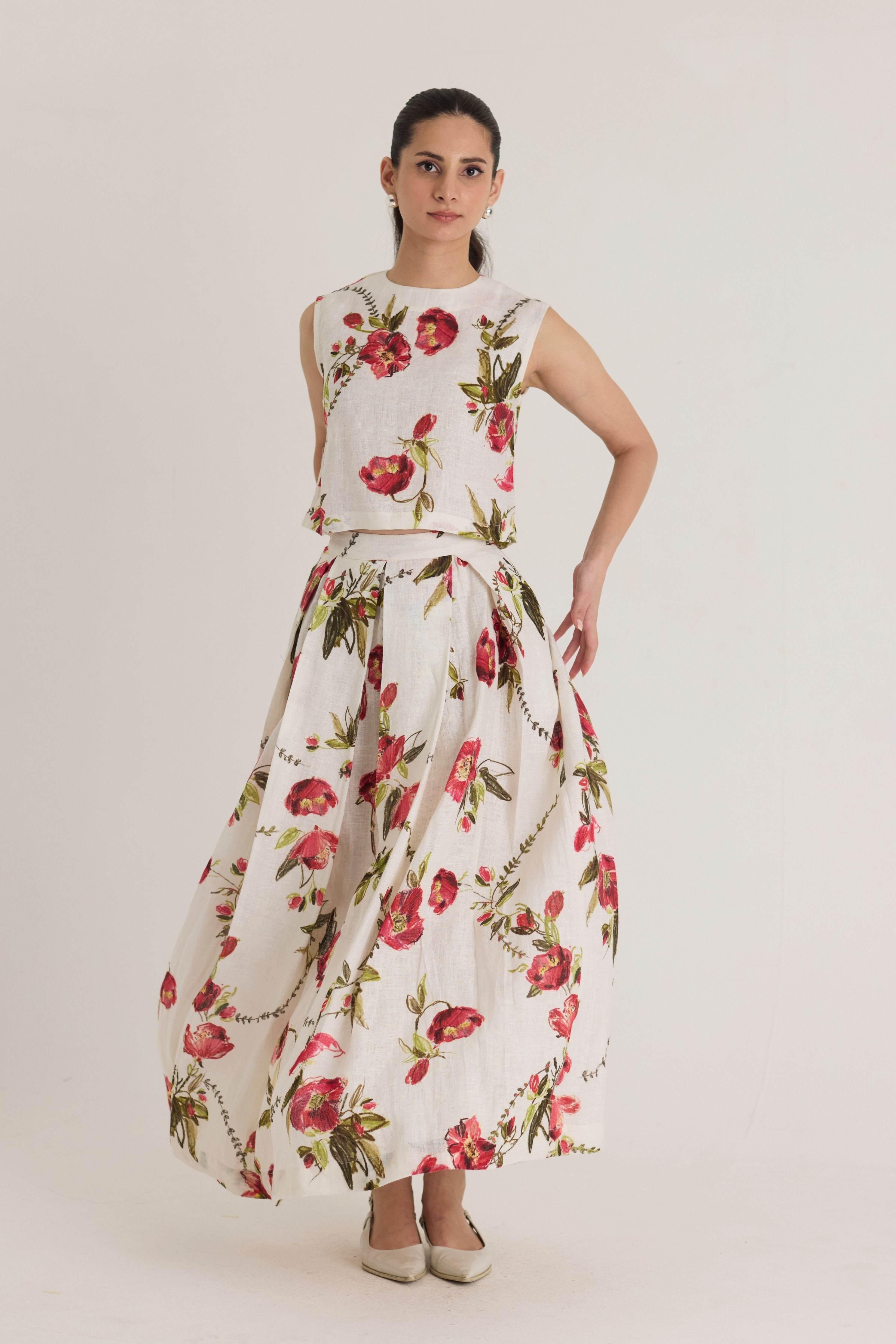 Rosita Linen Top & Skirt Set