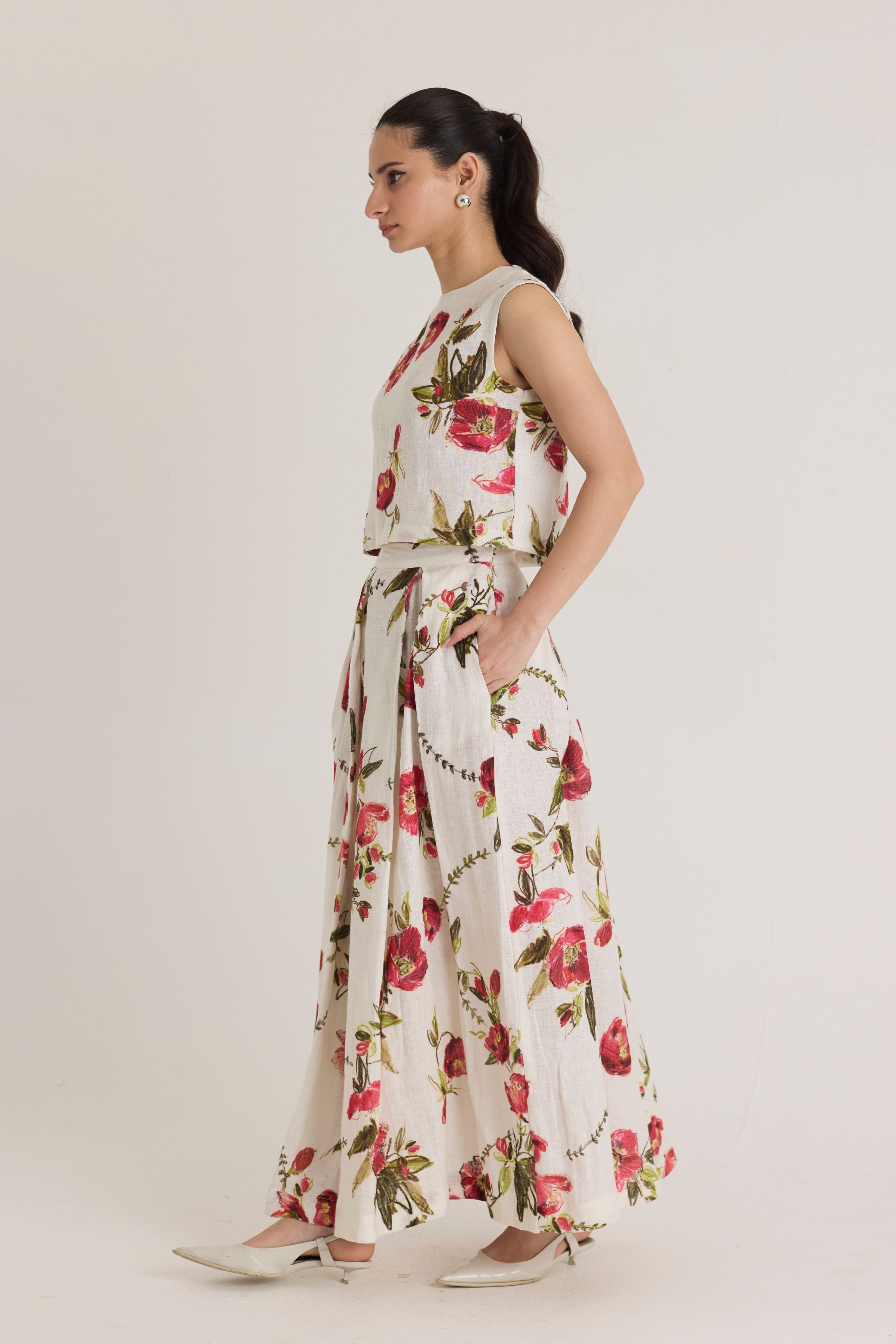 Rosita Linen Top & Skirt Set