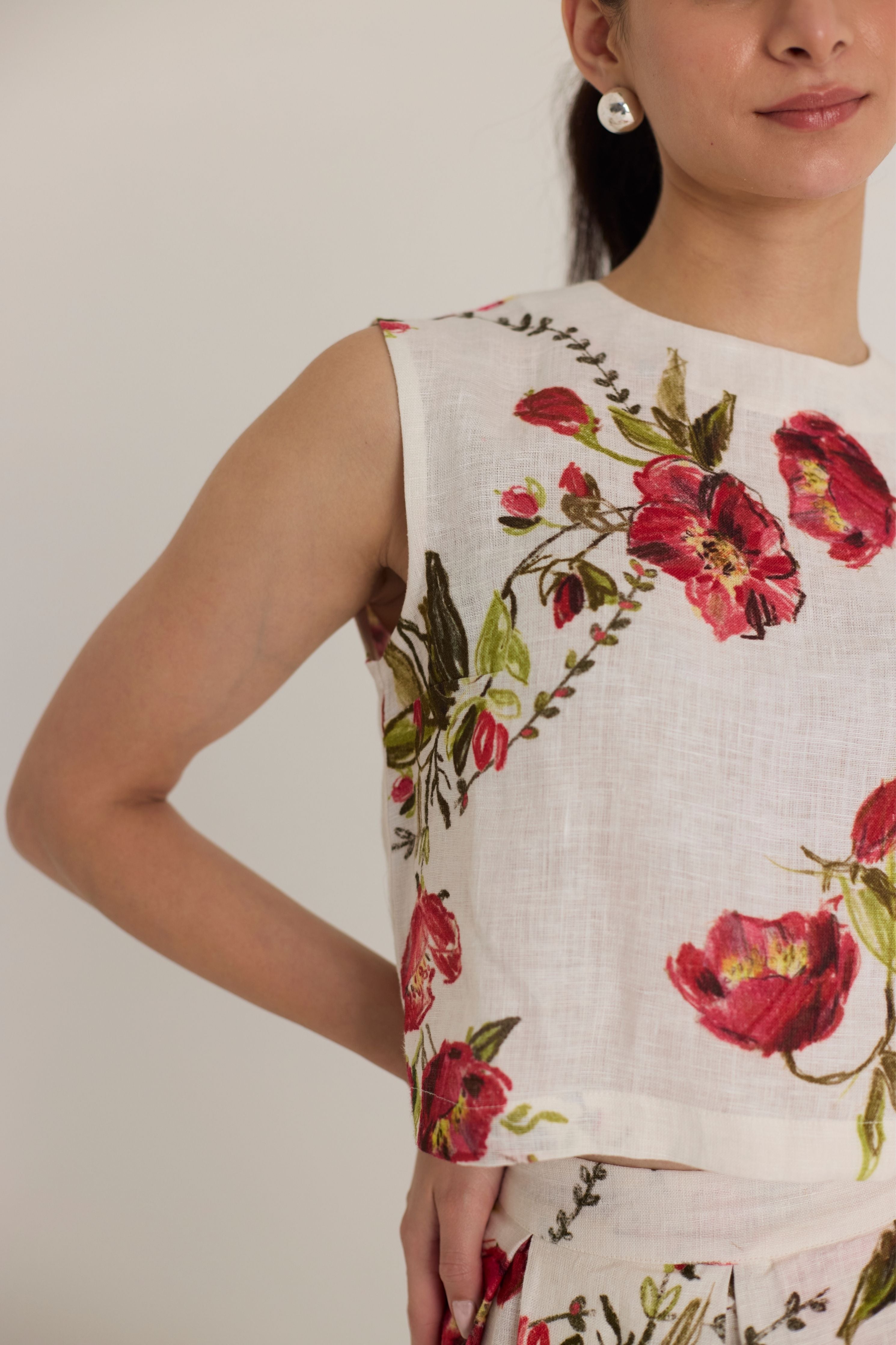 Rosita Linen Top & Skirt Set