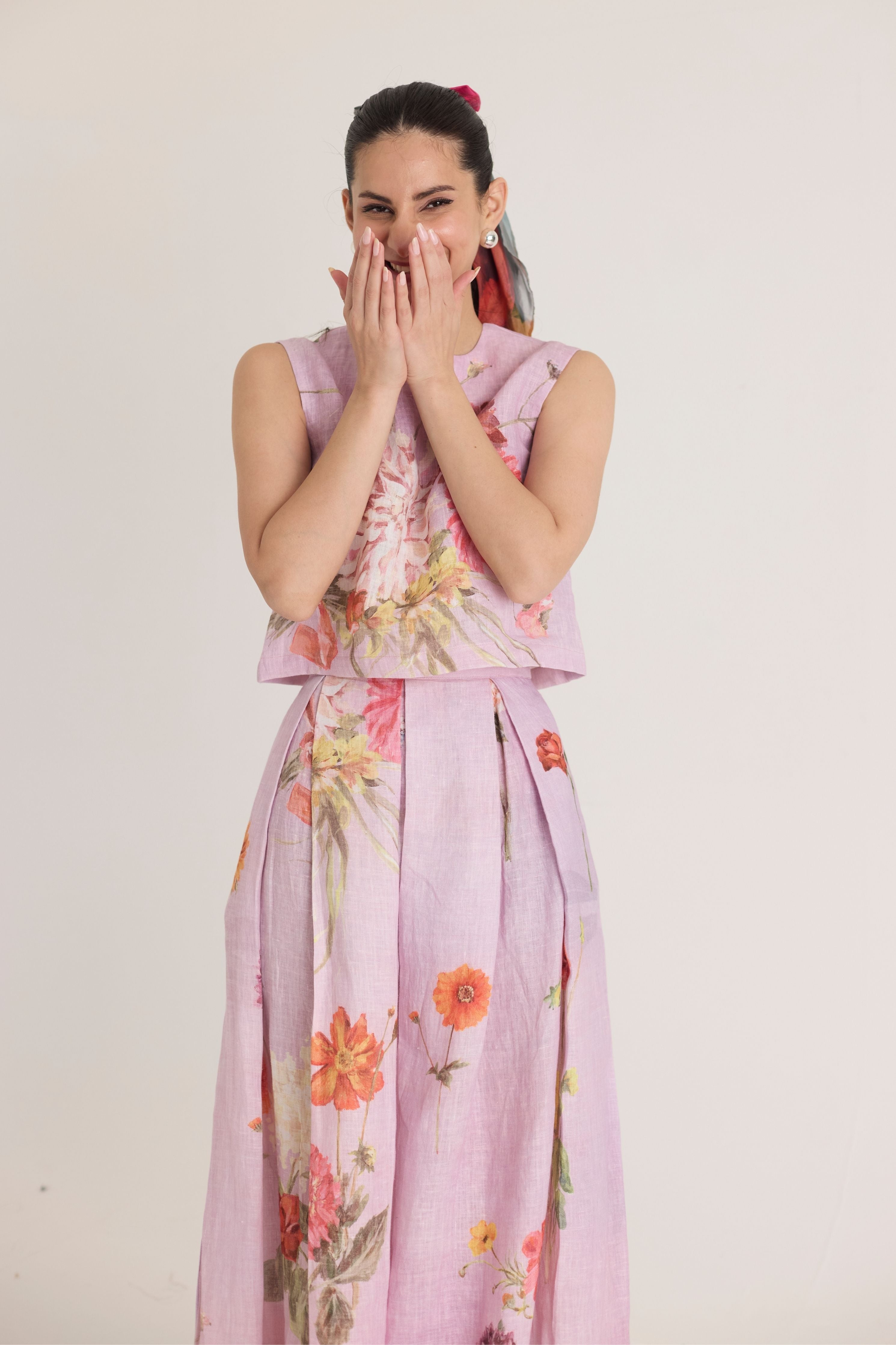 Giggle Berry Linen Top & Skirt Set