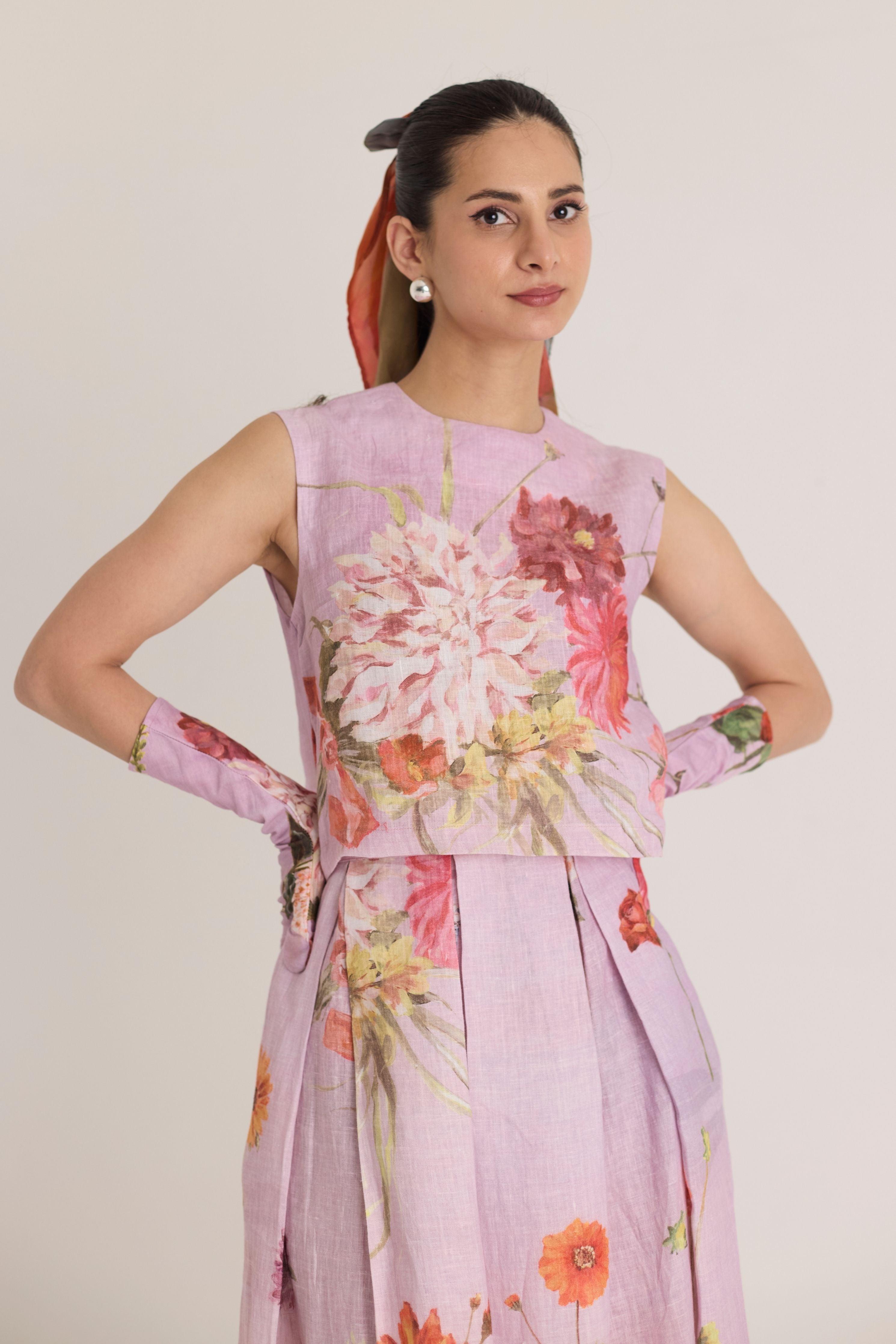 Giggle Berry Linen Top & Skirt Set