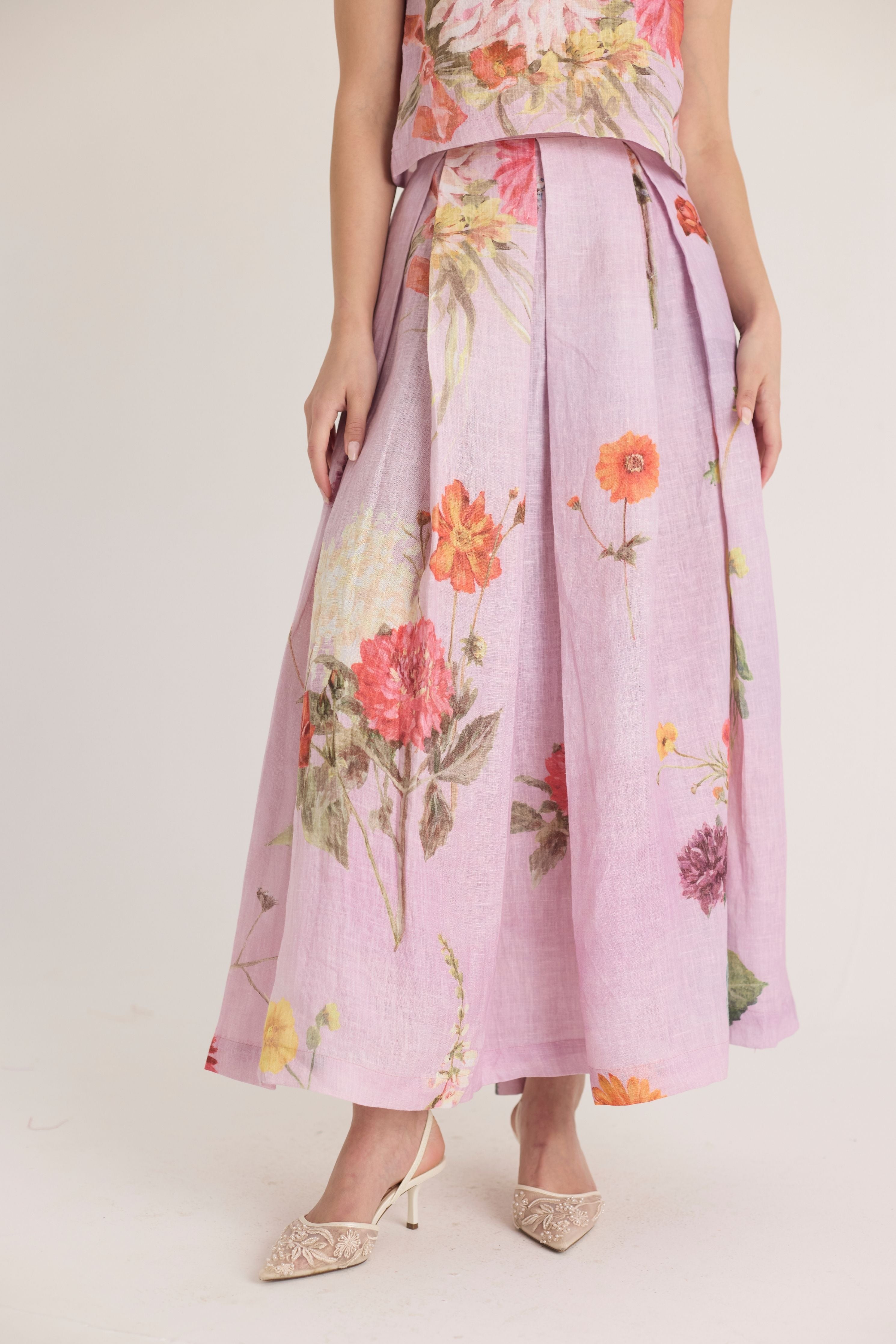 Giggle Berry Linen Top & Skirt Set
