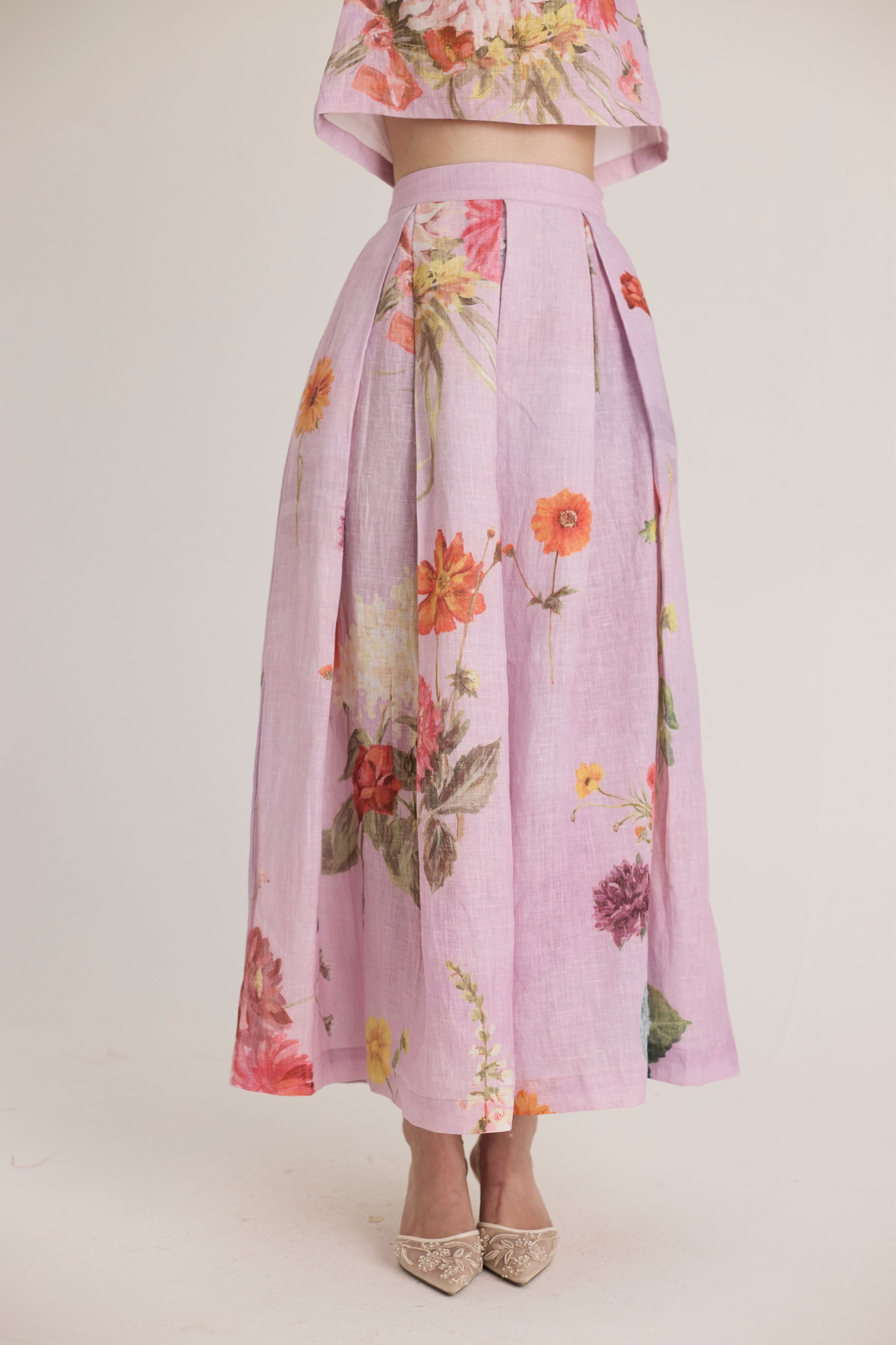 Giggle Berry Linen Top & Skirt Set