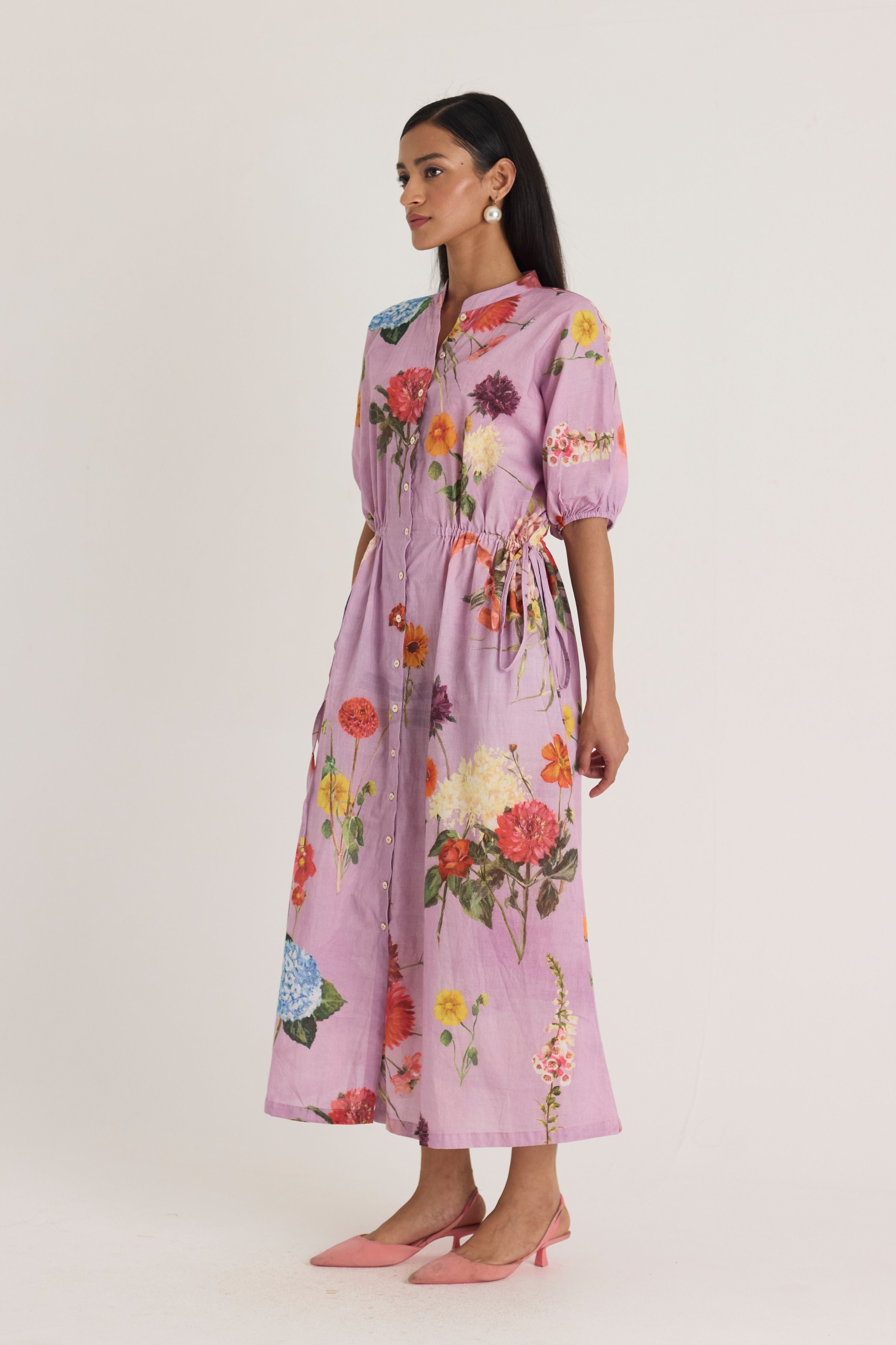 Giggle Berry Lilac Side Tie Up Dress