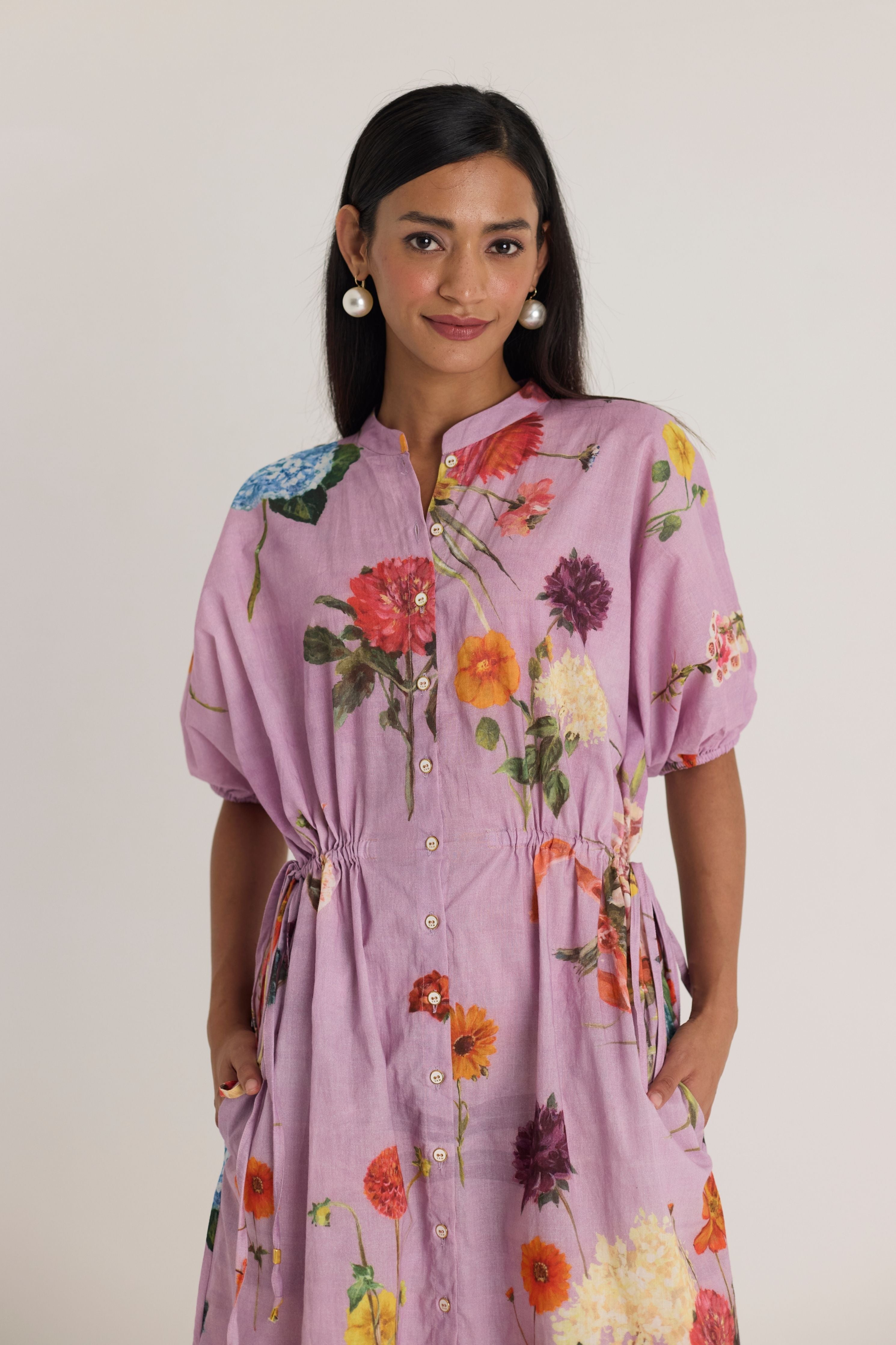 Giggle Berry Lilac Side Tie Up Dress