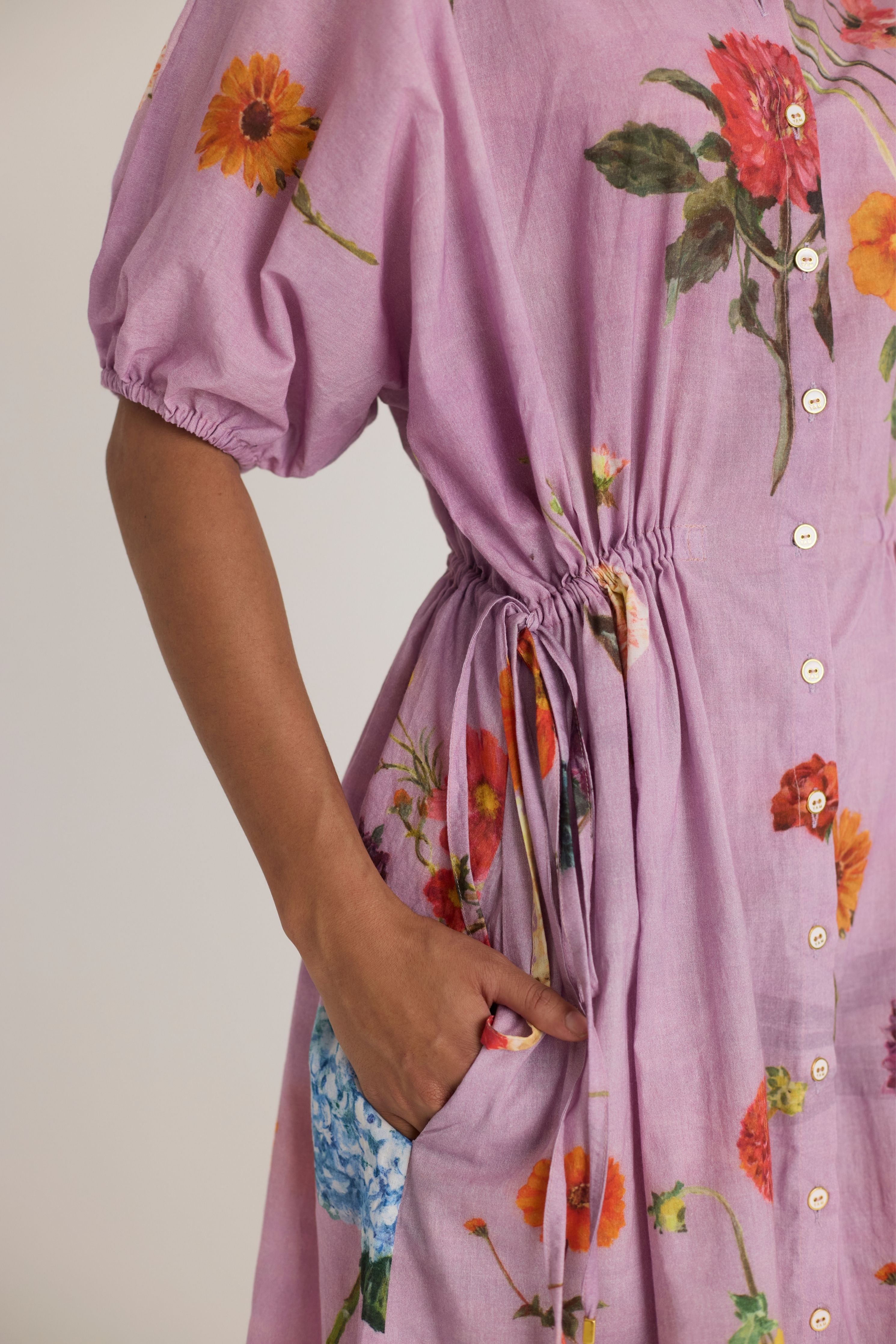 Giggle Berry Lilac Side Tie Up Dress