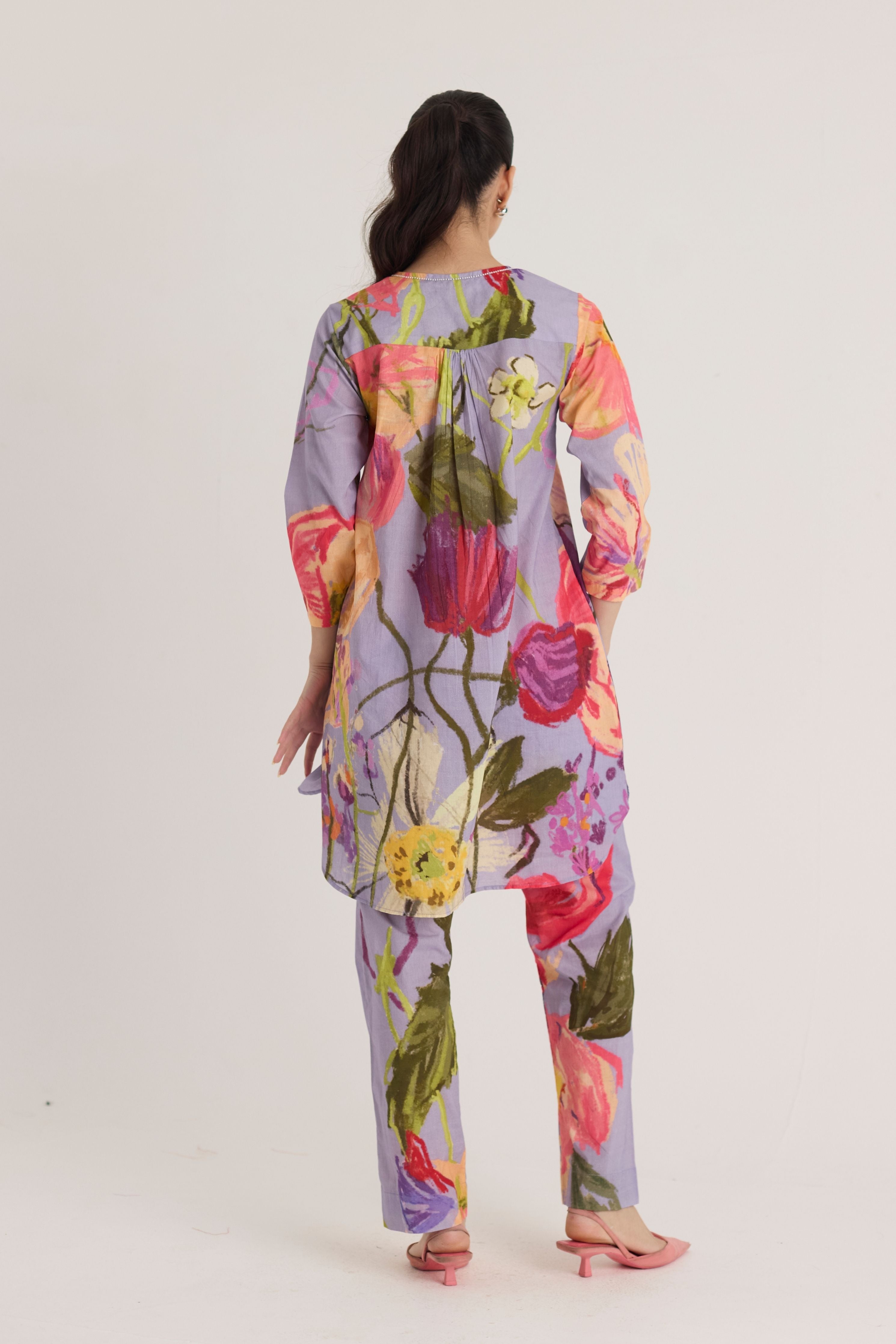 Dolly Purple Short Cotton Kurta Set