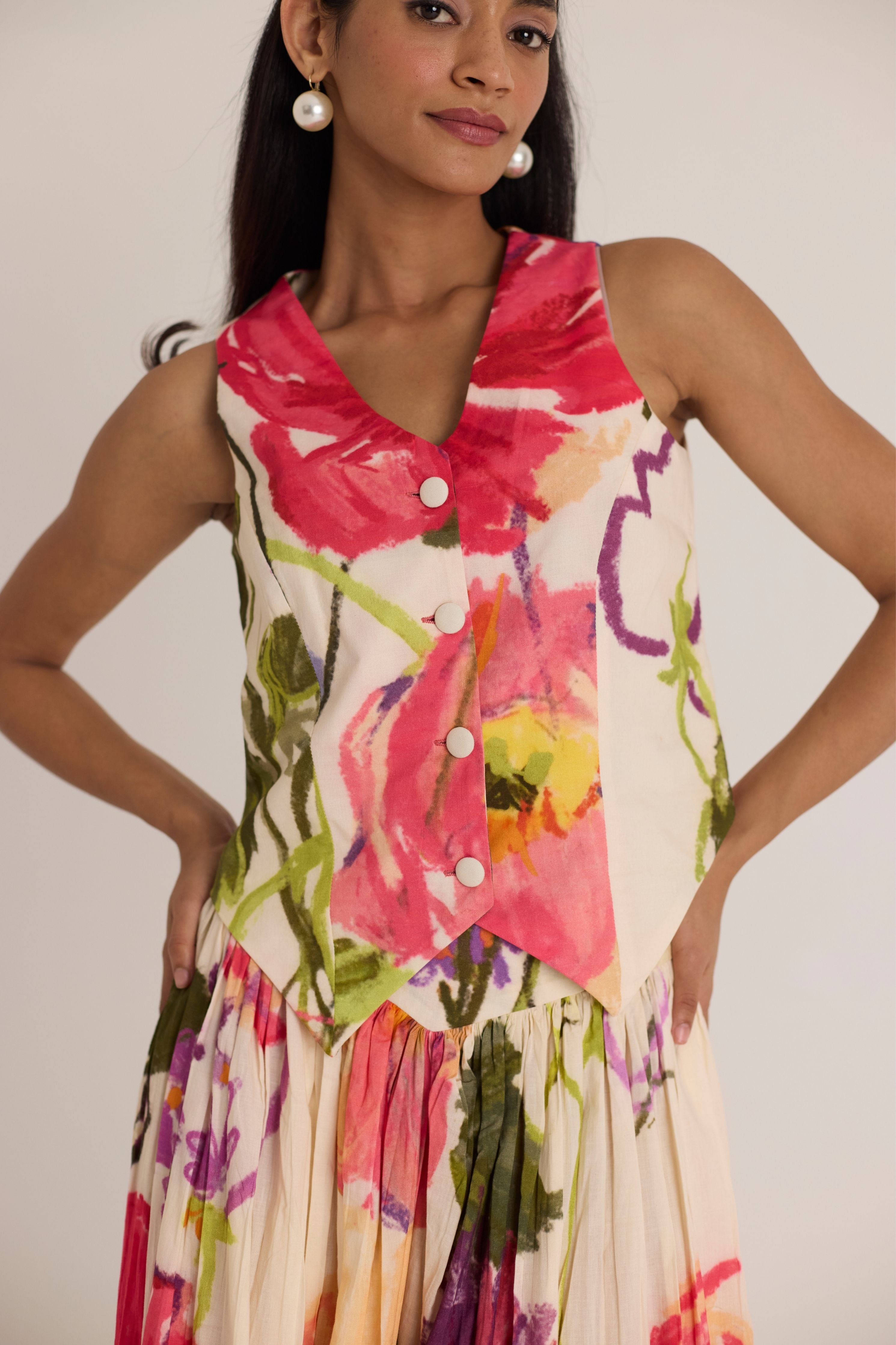 Dolly White Waistcoat & Skirt Set