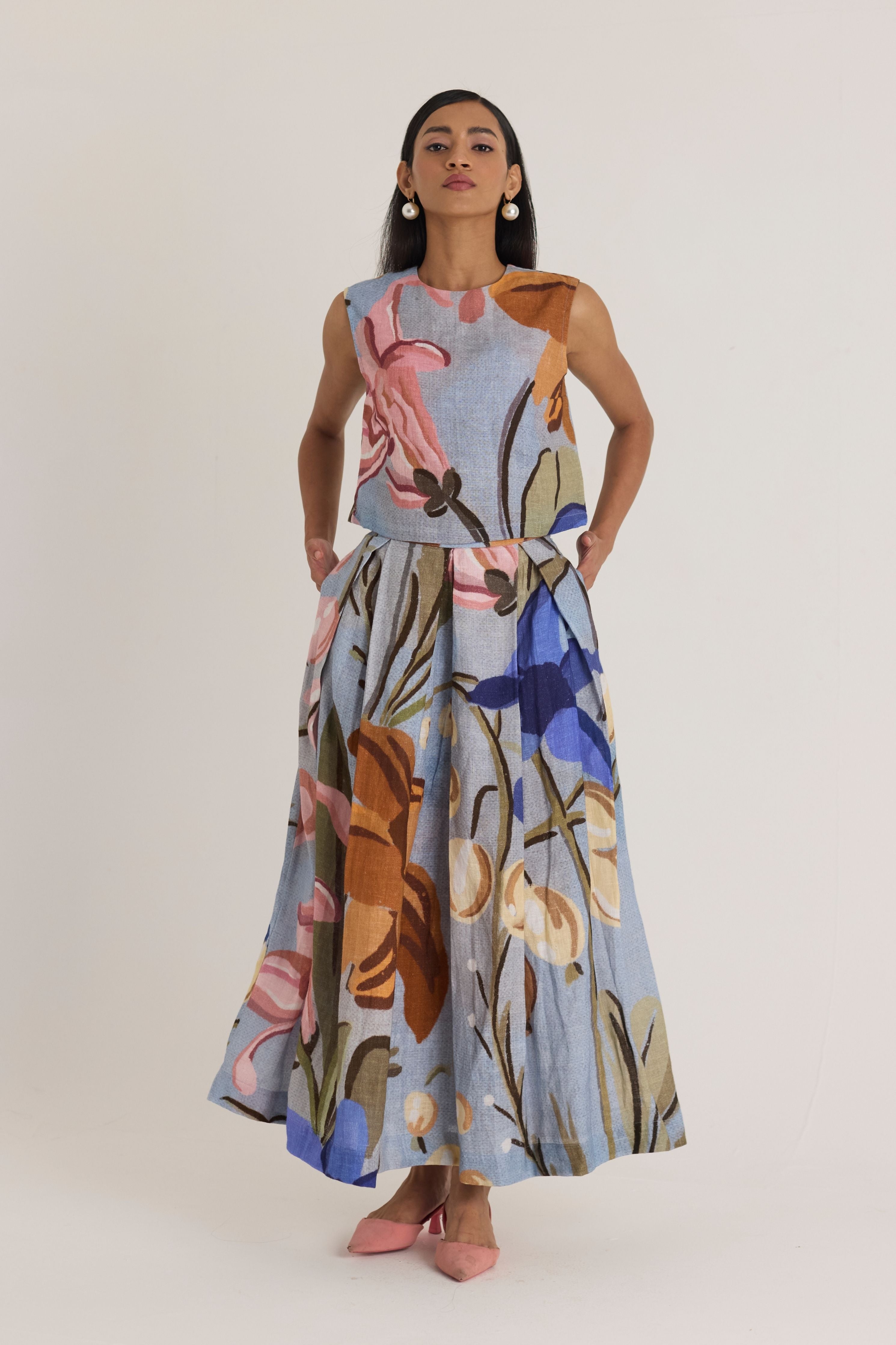 Nico Linen Top & Skirt Set